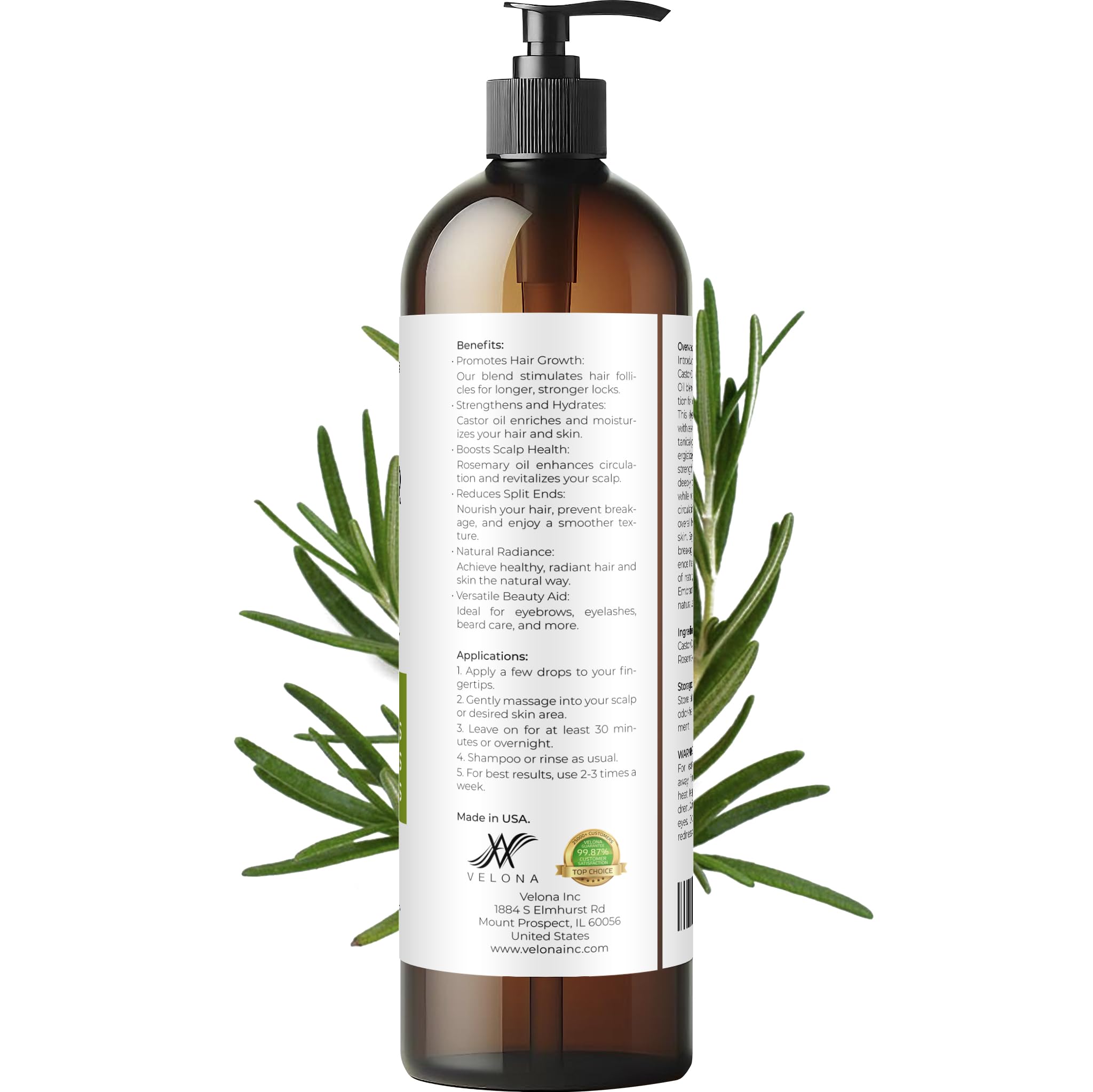 Foto 6 pulgar | Aceite De Ricino Para El Crecimiento Del Cabello 100% Natural  240 Ml Con Romero - Venta Internacional.