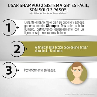 Foto 3 | Shampoo 2 para Caída de Cabello Sistema Gb 230 Ml