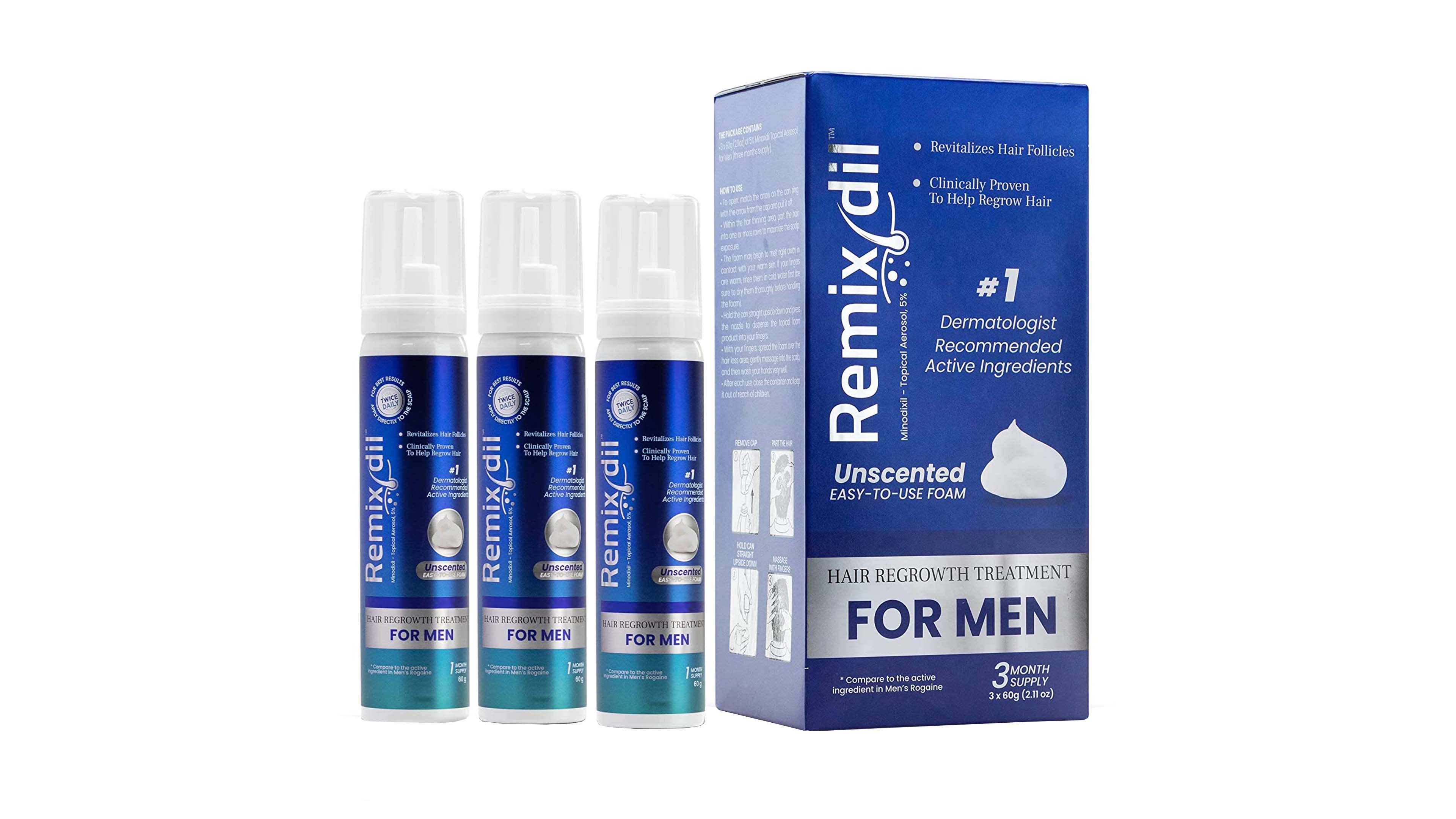 Minoxidil 5% Rogaine Remixidil Espuma Regeneradora Cabello Para Hombre