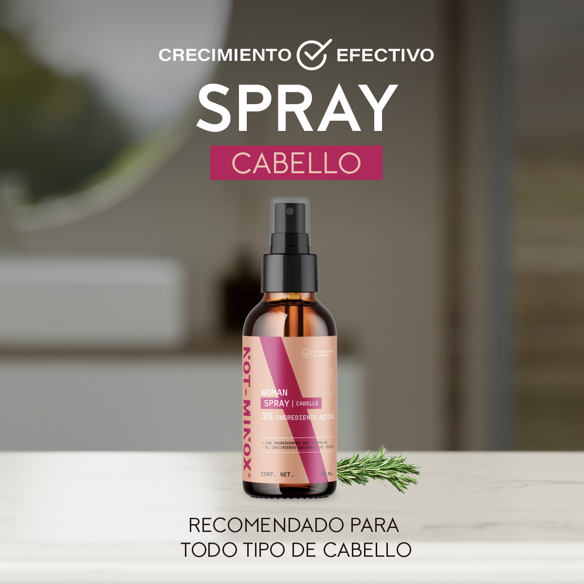 Foto 3 pulgar | Espray Crecimiento Cabello para Mujer Not-Minox 3% Ingrediente Activo 90 ml