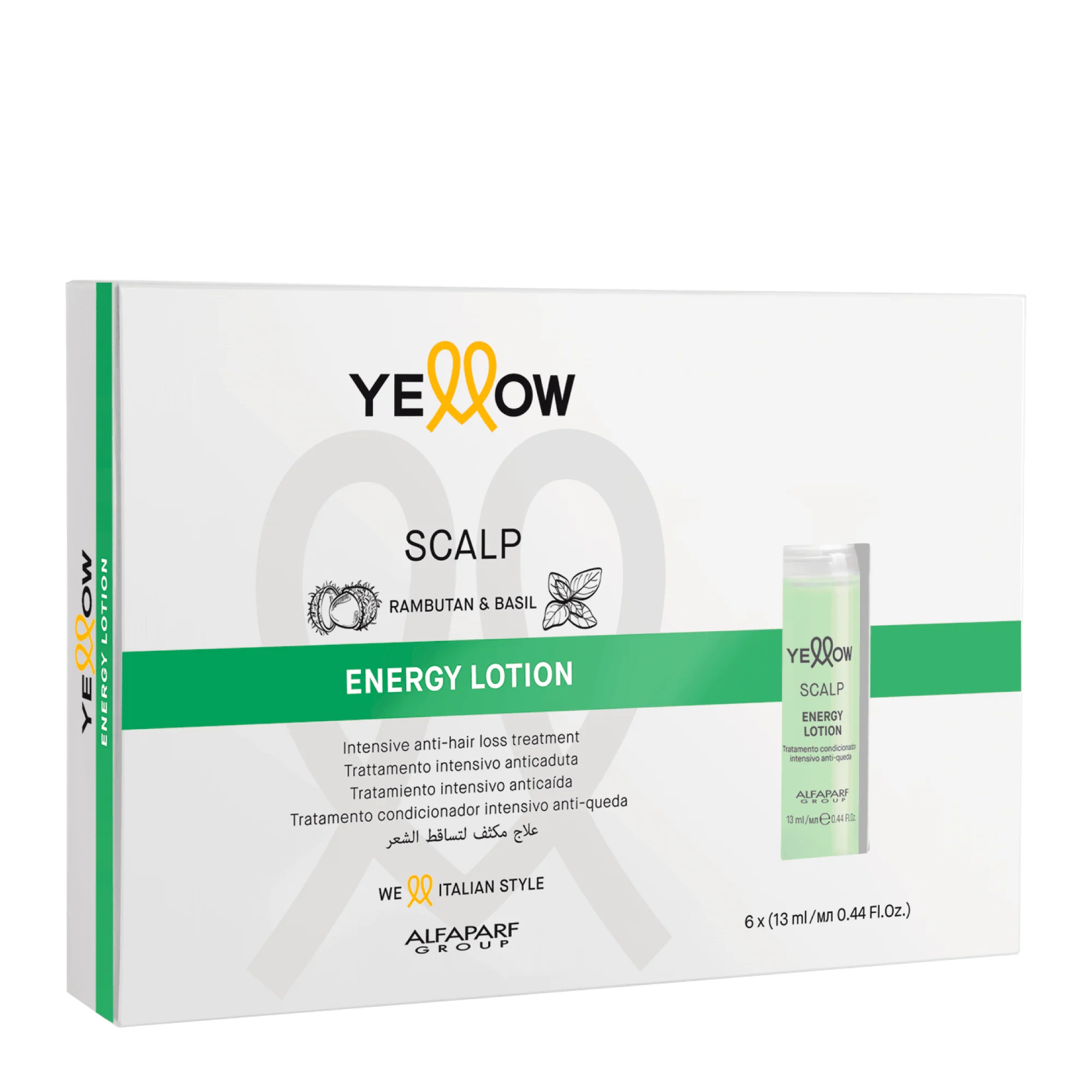 Tratamiento Intensivo Anticaída de Cabello Yellow Scalp Energy Lotion Alfaparf