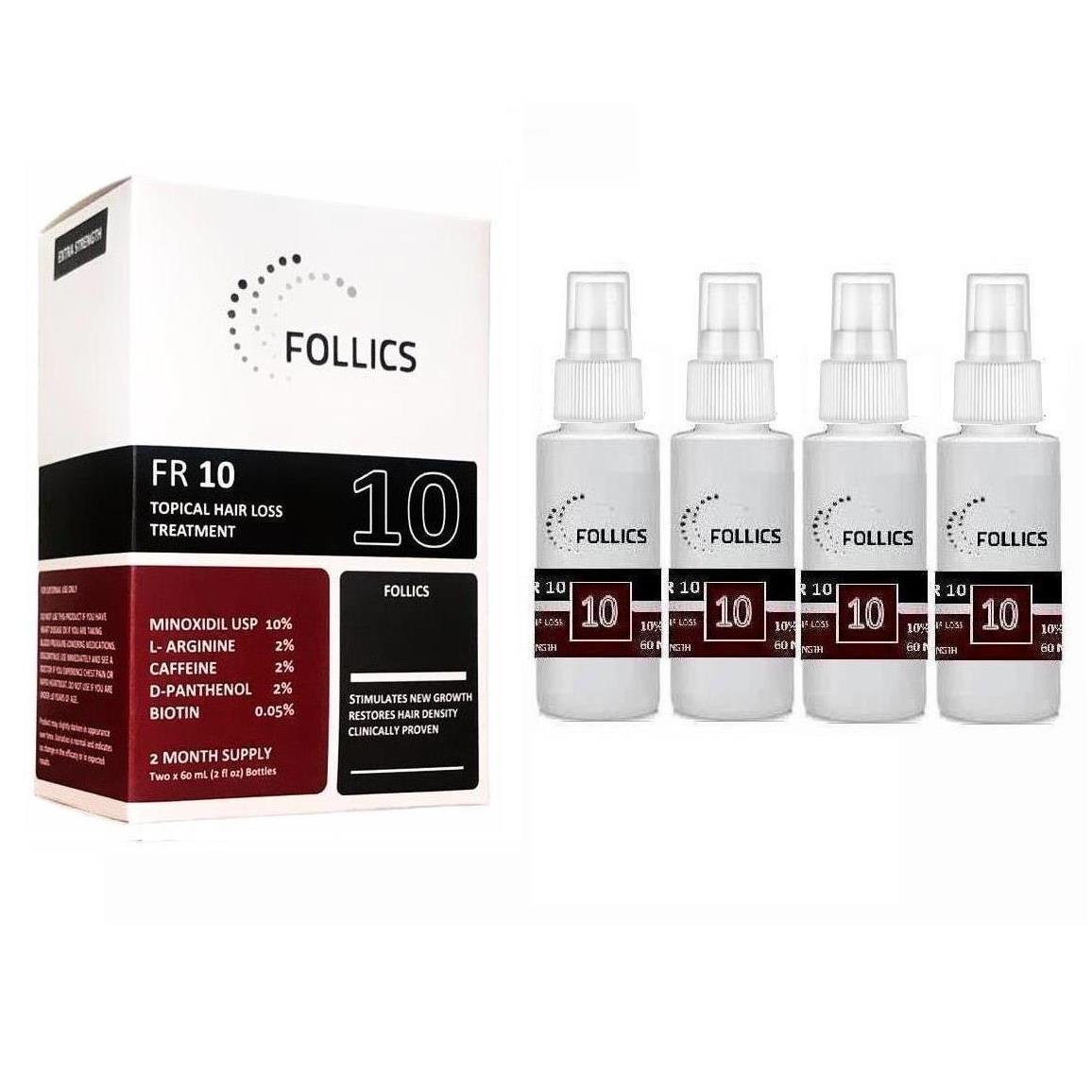 Solución Capilar Follics Minoxidil 10% 4 Frascos $549