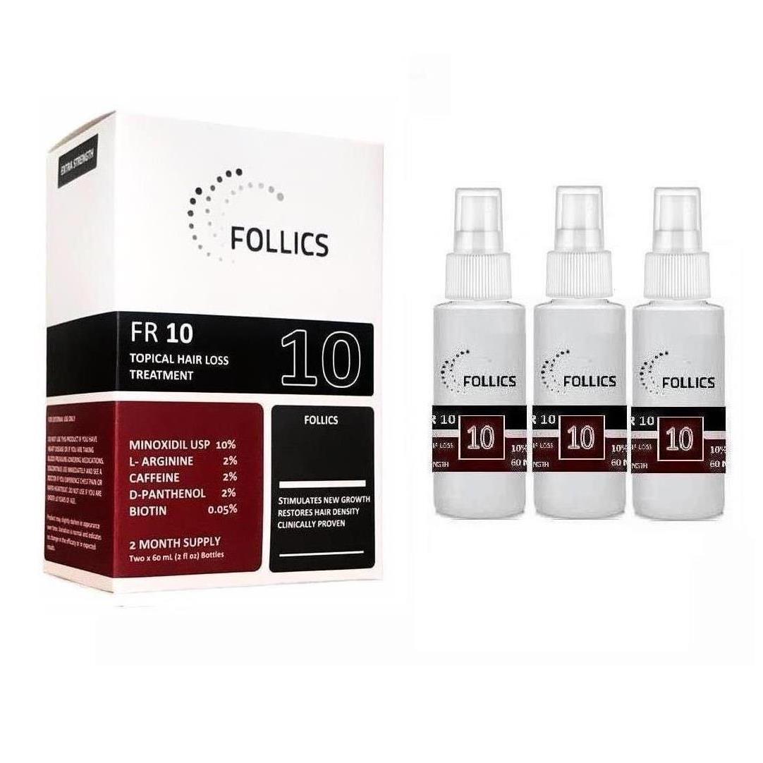 Solución Capilar Follics Minoxidil 10% 3 Frascos