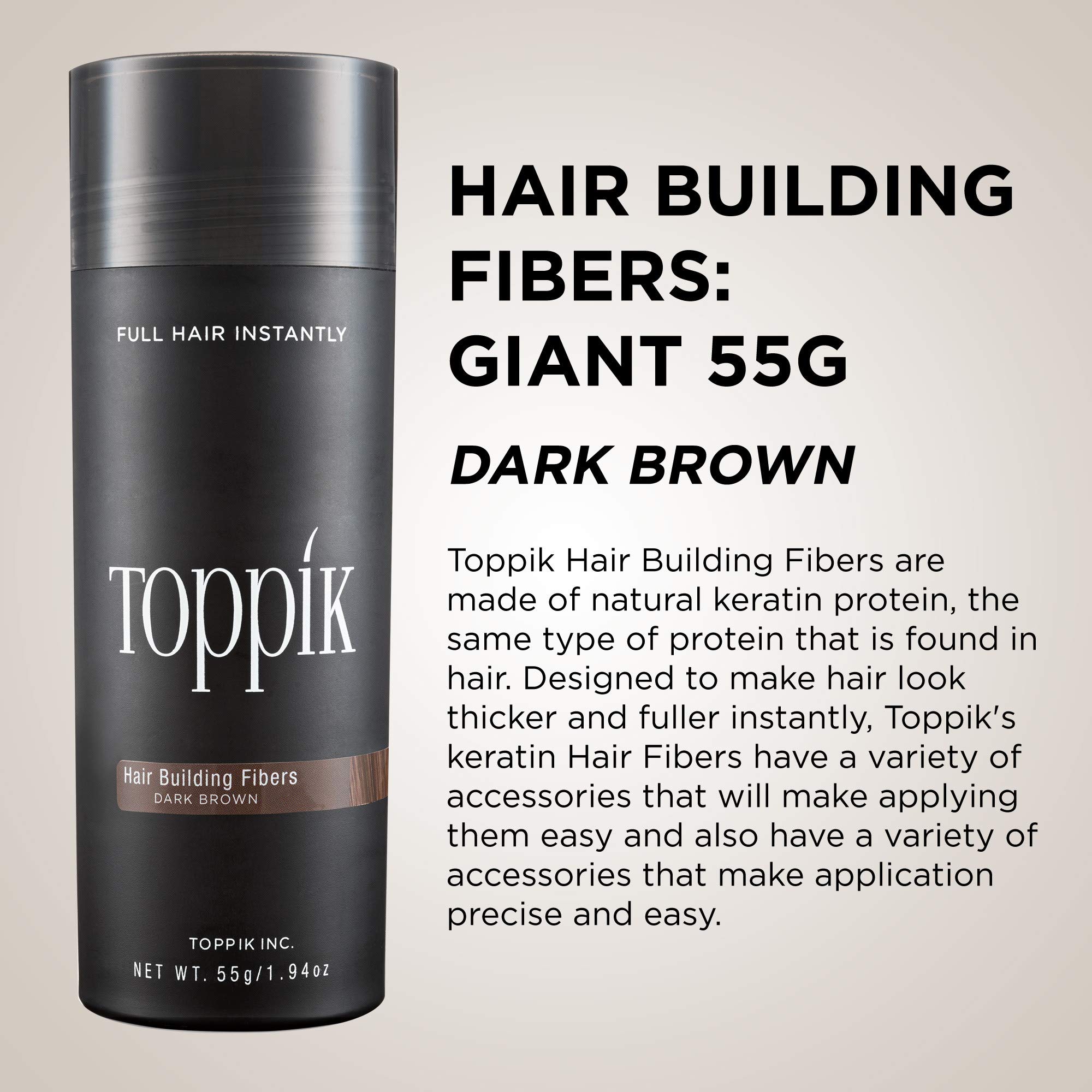 Foto 7 pulgar | Fibras para la Construcción del Cabello Toppik Marrón Oscuro 55 g Unisex - Venta Internacional