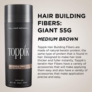 Foto 6 | Hair Building Fibers Toppik Medium Brown 55 G para Hombres Y Mujeres - Venta Internacional
