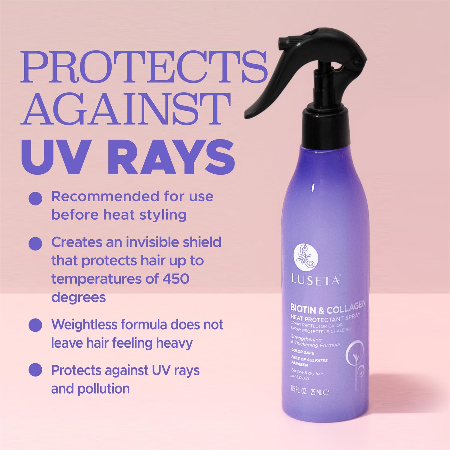 Foto 4 pulgar | Spray De Protección Contra El Calor Luseta Biotina Y Colágeno 250 Ml - Venta Internacional.