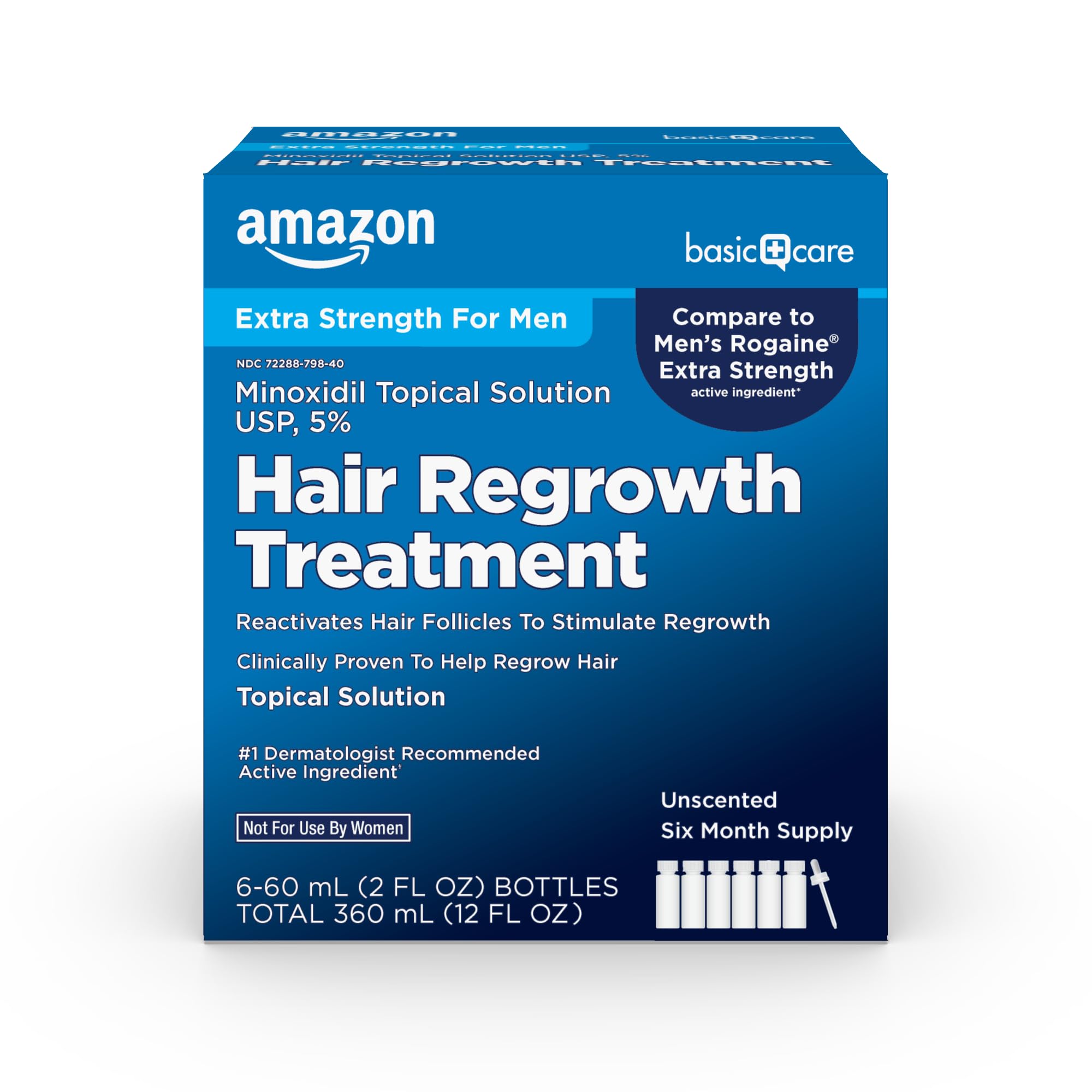 Tratamiento Para El Crecimiento Del Cabello Amazon Basic Care Men, 6 Meses, 60 Ml - Venta Internacional.