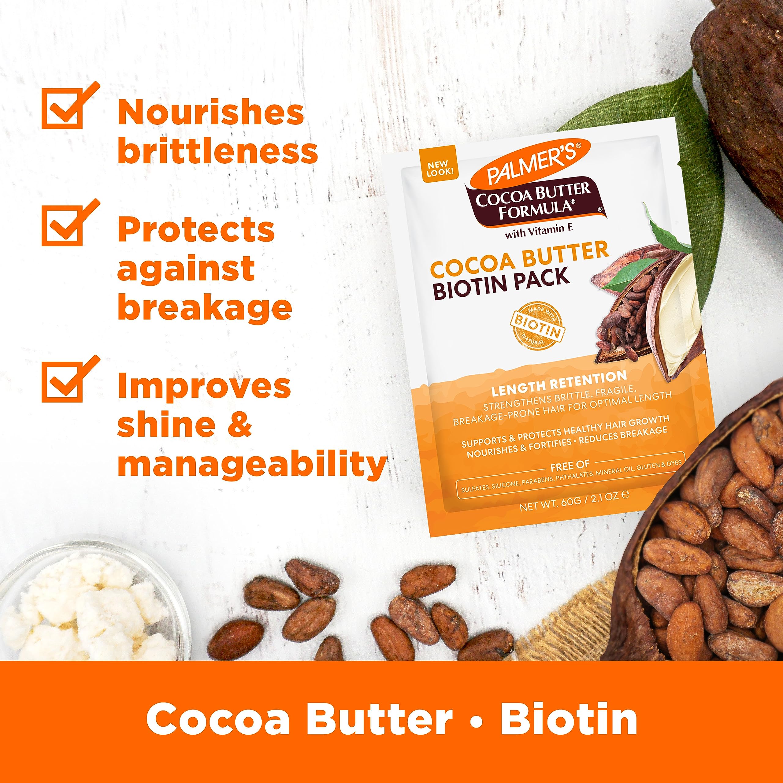 Foto 2 | Tratamiento Capilar Palmer's, Manteca De Cacao Y Biotina, 60 Ml - Venta Internacional.