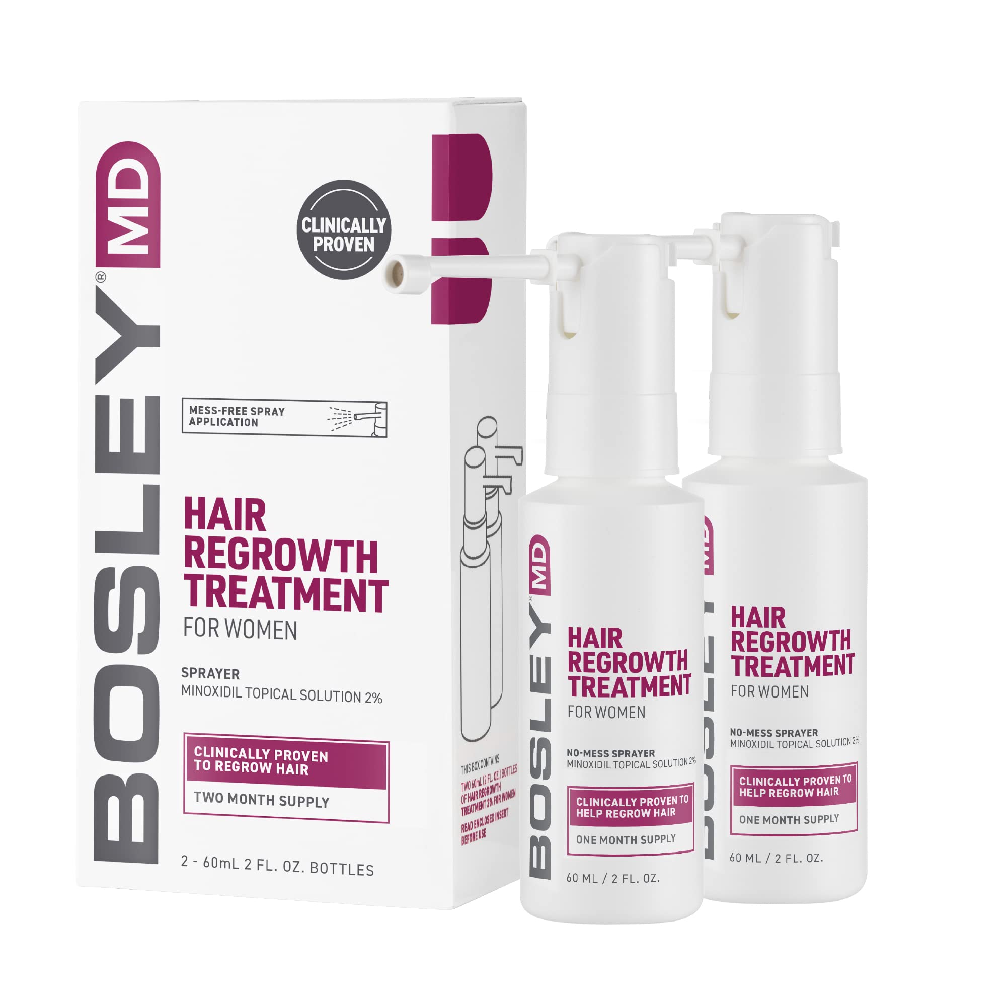 Foto 2 pulgar | Tratamiento Para El Crecimiento Del Cabello Bosleymd Minoxidil Para Mujer, 60 Ml, 2 - Venta Internacional.