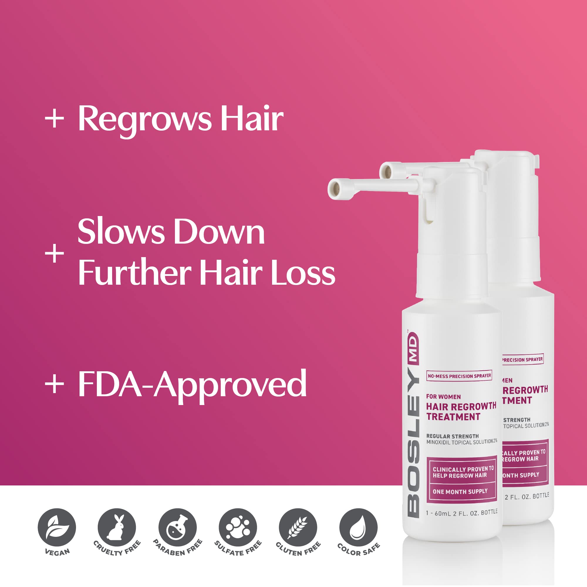 Foto 3 pulgar | Tratamiento Para El Crecimiento Del Cabello Bosleymd Minoxidil Para Mujer, 60 Ml, 2 - Venta Internacional.