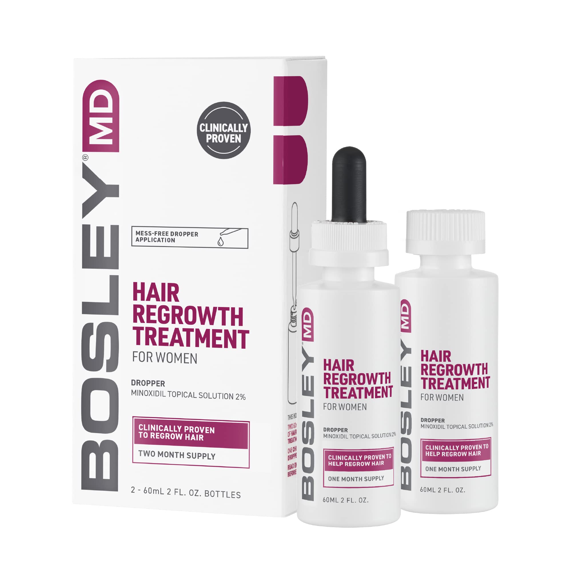 Tratamiento Para El Crecimiento Del Cabello Bosleymd Regular Strength, 60 Ml X 2 - Venta Internacional.