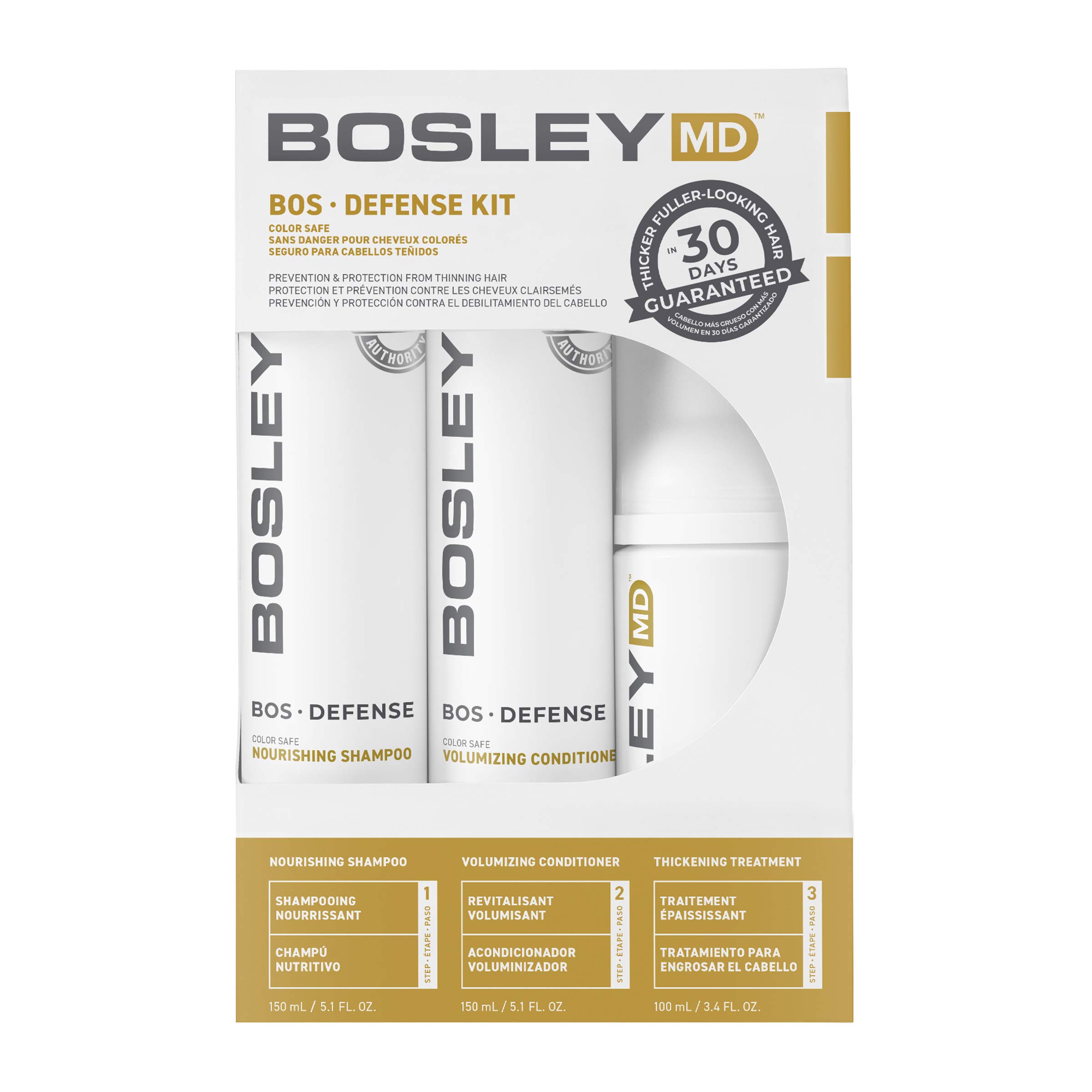 Kit De Prevención De Adelgazamiento Del Cabello Bosleymd Bosdefense 30 Días - Venta Internacional.