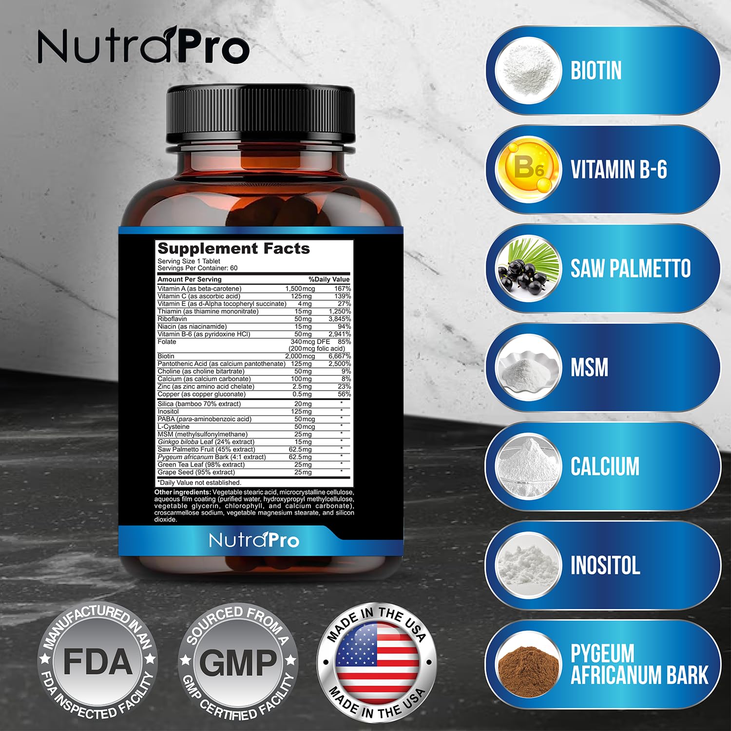 Foto 7 pulgar | Suplemento Para El Crecimiento Del Cabello Nutrapro Para Hombres Con Bloqueador De Dht - Venta Internacional.