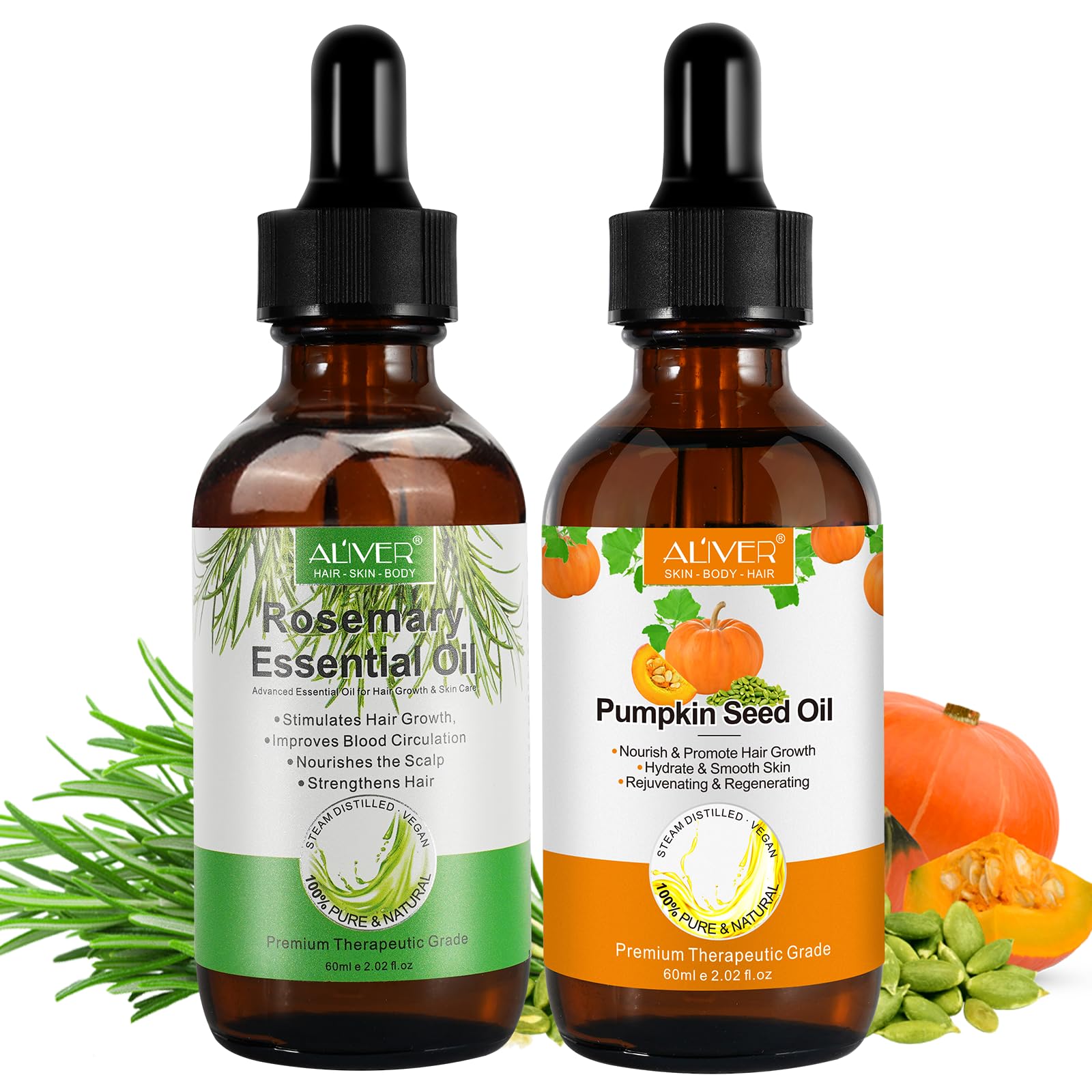 Foto 2 pulgar | Kit De Aceites Para El Crecimiento Del Cabello, Aceite De Romero Y Aceite De Semillas De Calabaza - Venta Internacional.