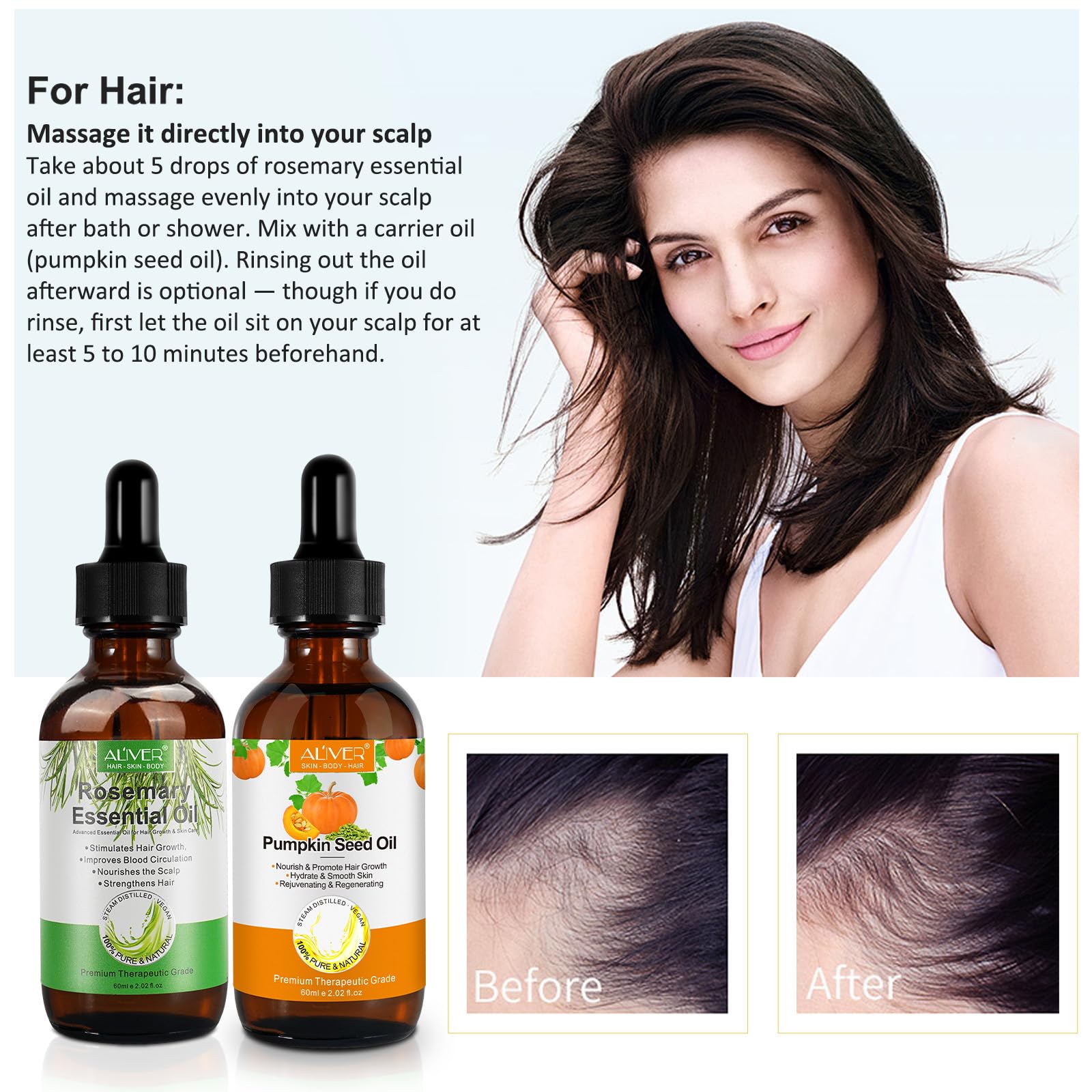 Foto 5 | Kit De Aceites Para El Crecimiento Del Cabello, Aceite De Romero Y Aceite De Semillas De Calabaza - Venta Internacional.