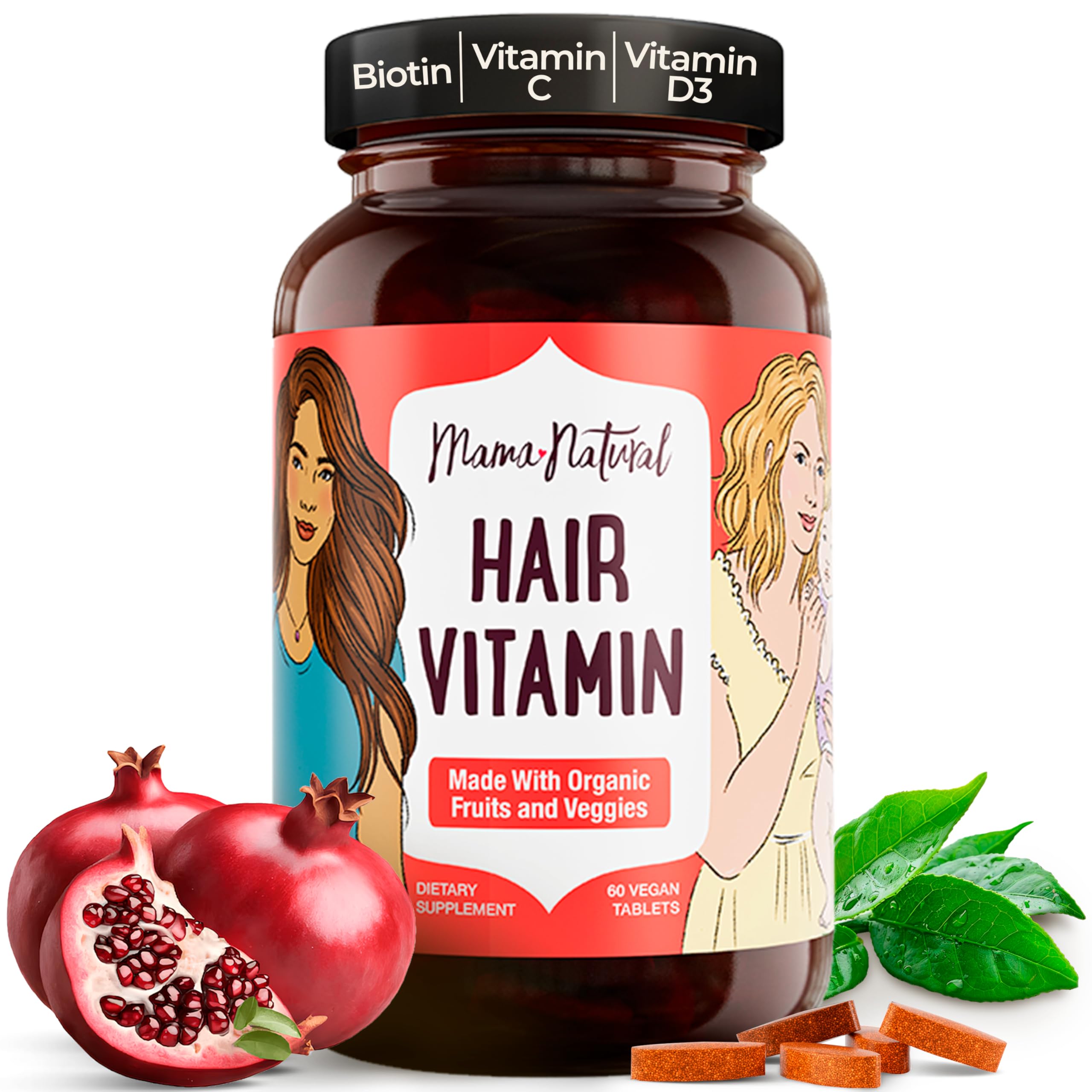 Vitaminas Para El Crecimiento Del Cabello Mama Natural, 30 Porciones, Veganas - Venta Internacional.