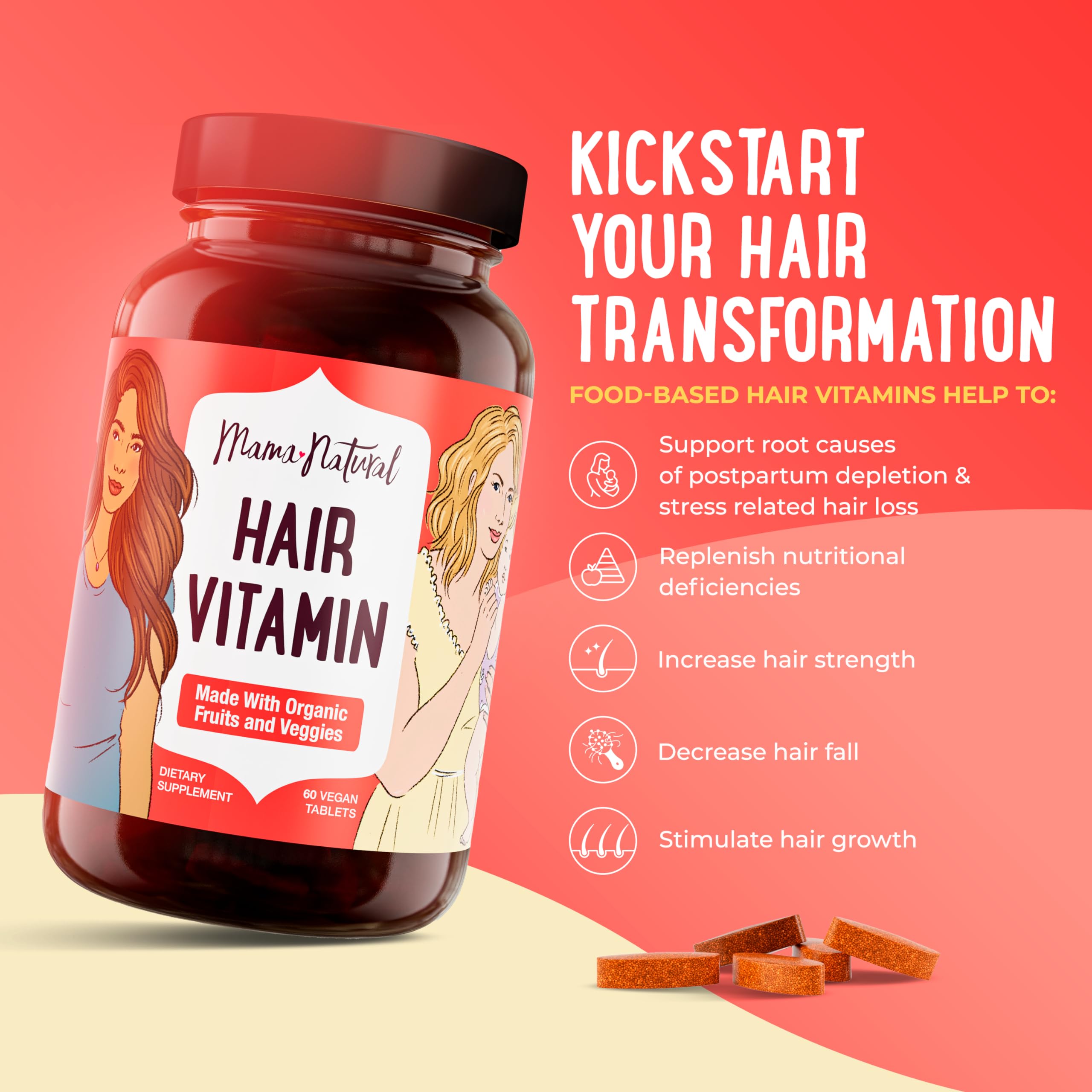 Foto 2 | Vitaminas Para El Crecimiento Del Cabello Mama Natural, 30 Porciones, Veganas - Venta Internacional.