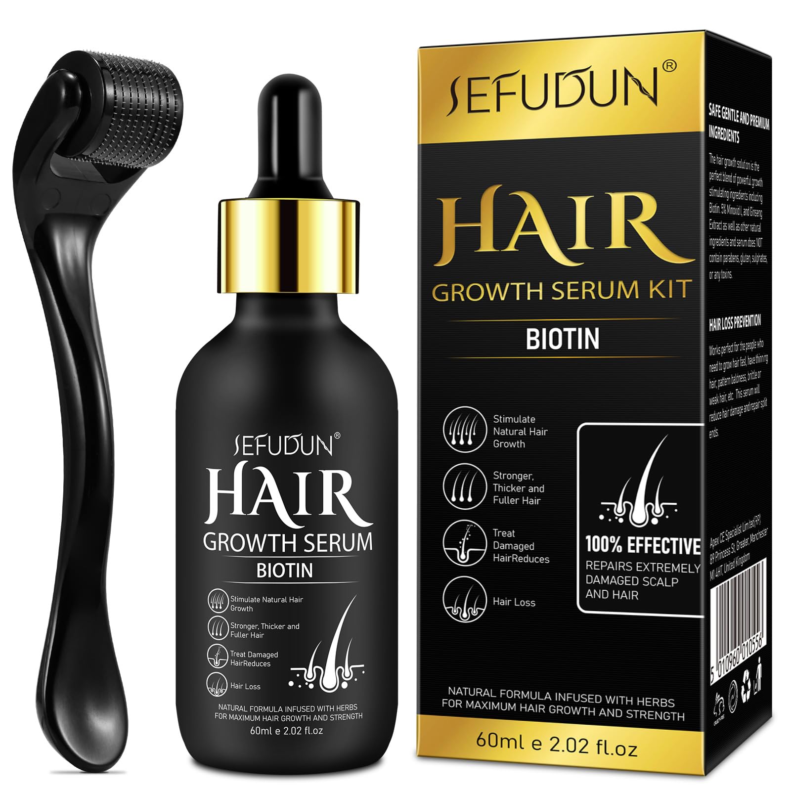 Foto 2 pulgar | Kit Para El Crecimiento Del Cabello Con Minoxidil 5% Para Hombres Y Mujeres Y Suero De Biotina - Venta Internacional.