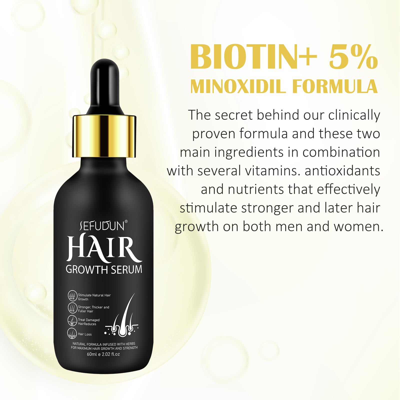 Foto 7 pulgar | Aceite Para El Crecimiento Del Cabello Minoxidil 5% Para Hombres Y Mujeres, 60 Ml - Venta Internacional.