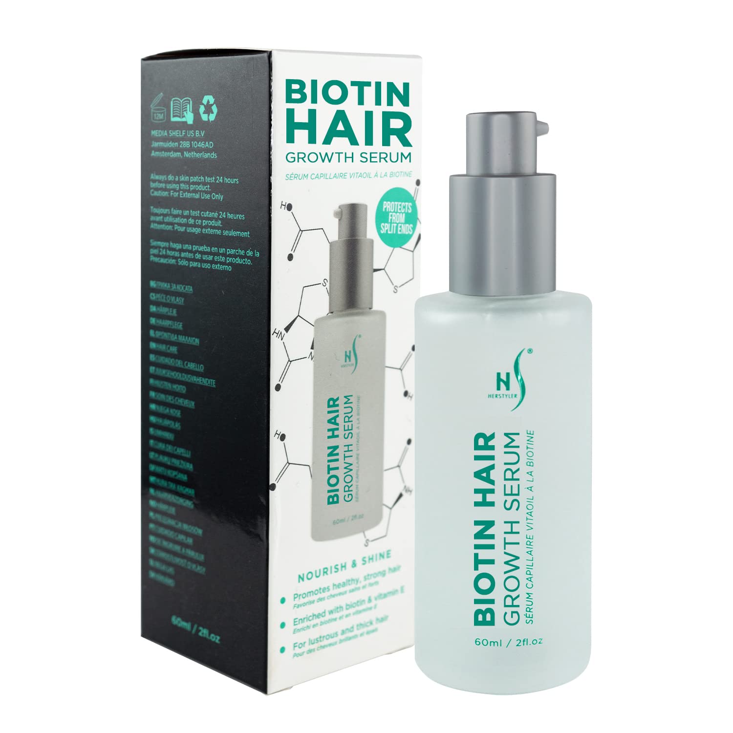 Foto 2 pulgar | Sérum Para El Crecimiento Del Cabello Herstyler Biotina Con Vitamina B 60 Ml - Venta Internacional.