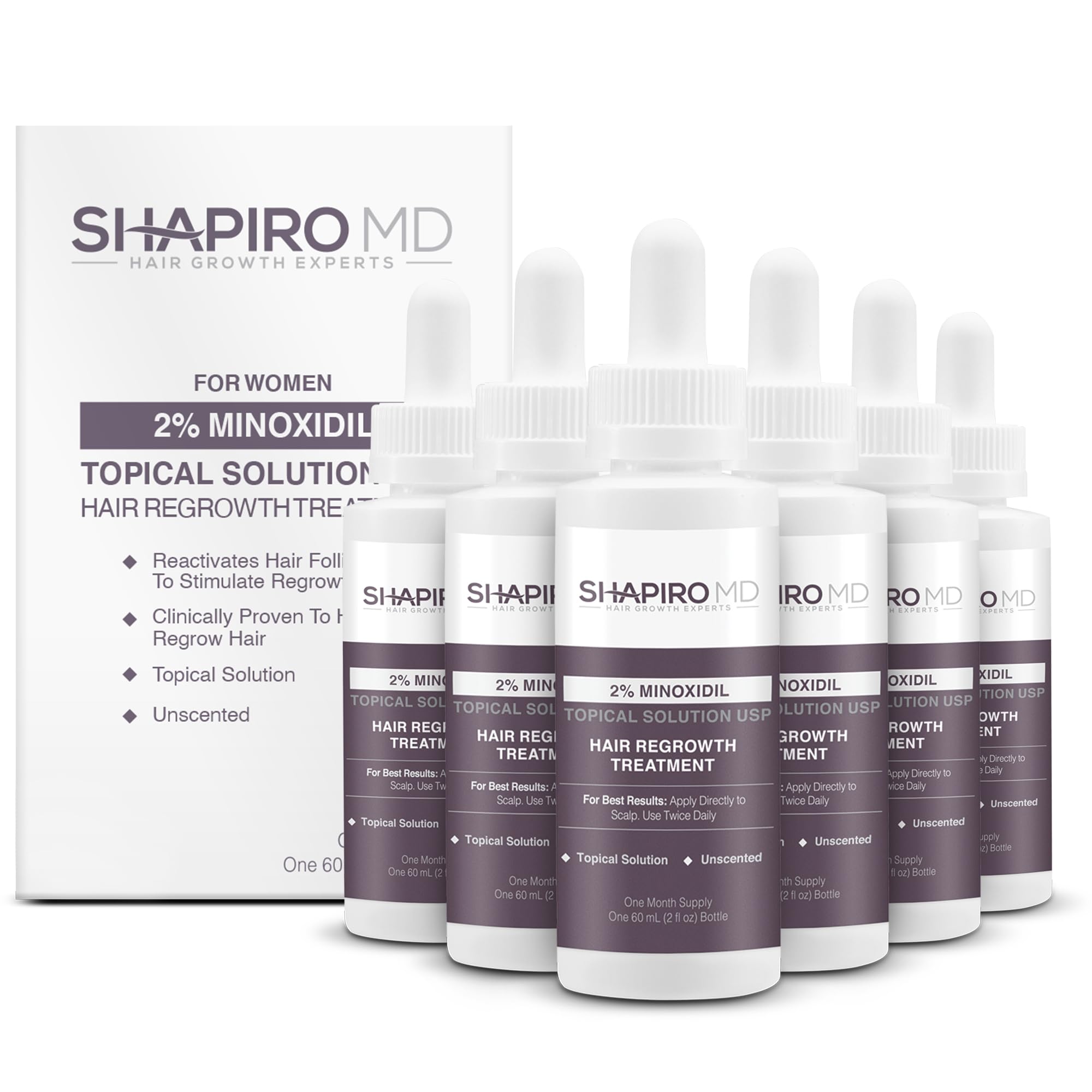 Foto 2 pulgar | Sérum Para El Crecimiento Del Cabello Shapiro Md Minoxidil, Solución Tópica Al 2% - Venta Internacional.