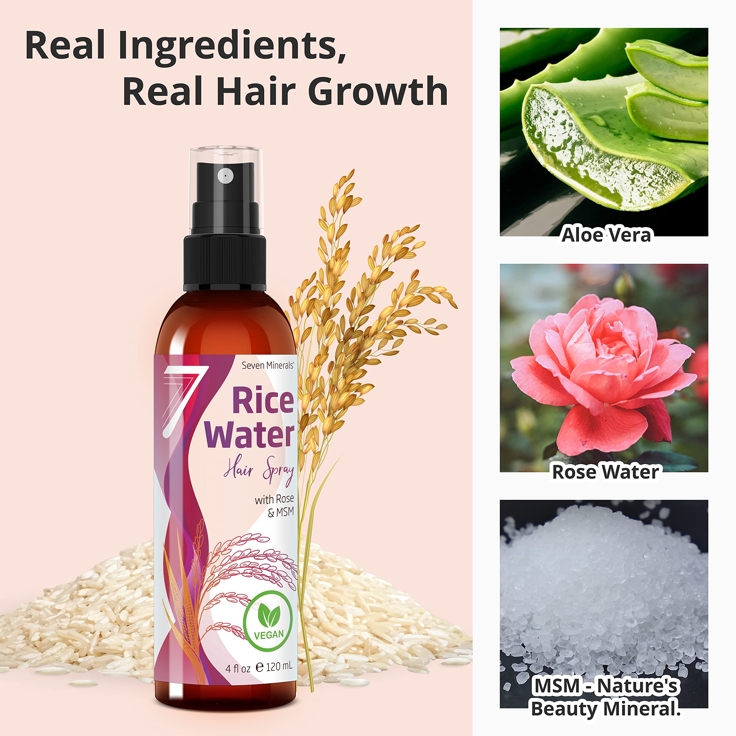 Foto 3 pulgar | Spray De Agua De Arroz Con Siete Minerales Para El Crecimiento Del Cabello, 120 Ml - Venta Internacional.