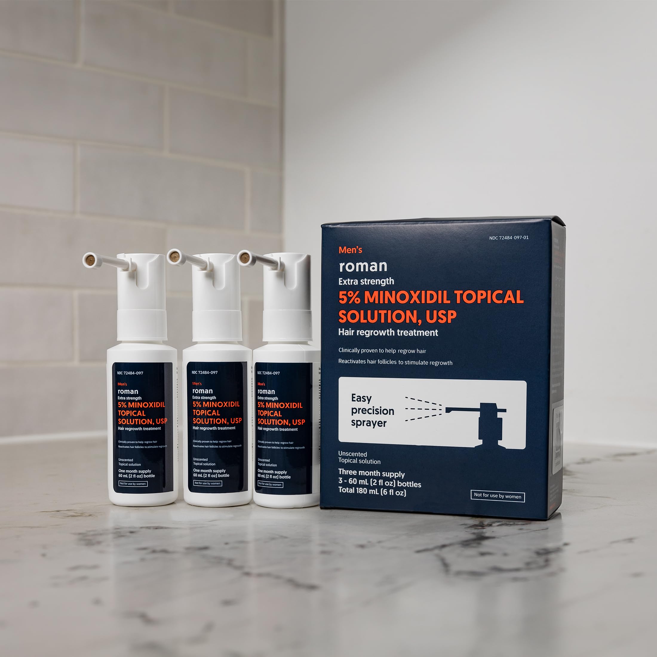 Foto 5 pulgar | Spray De Tratamiento Para El Crecimiento Del Cabello Roman Con 5% De Minoxidil, 90 Ml, Para Hombres - Venta Internacio