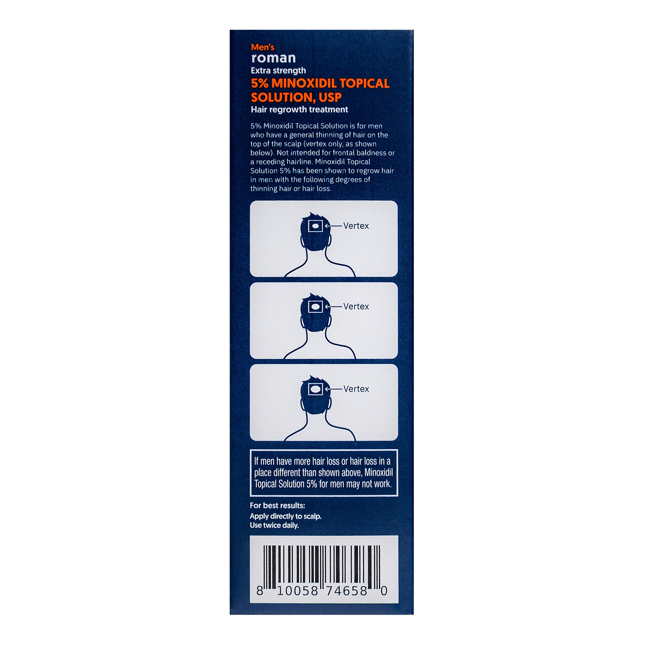 Foto 8 pulgar | Spray De Tratamiento Para El Crecimiento Del Cabello Roman Con 5% De Minoxidil, 90 Ml, Para Hombres - Venta Internacio