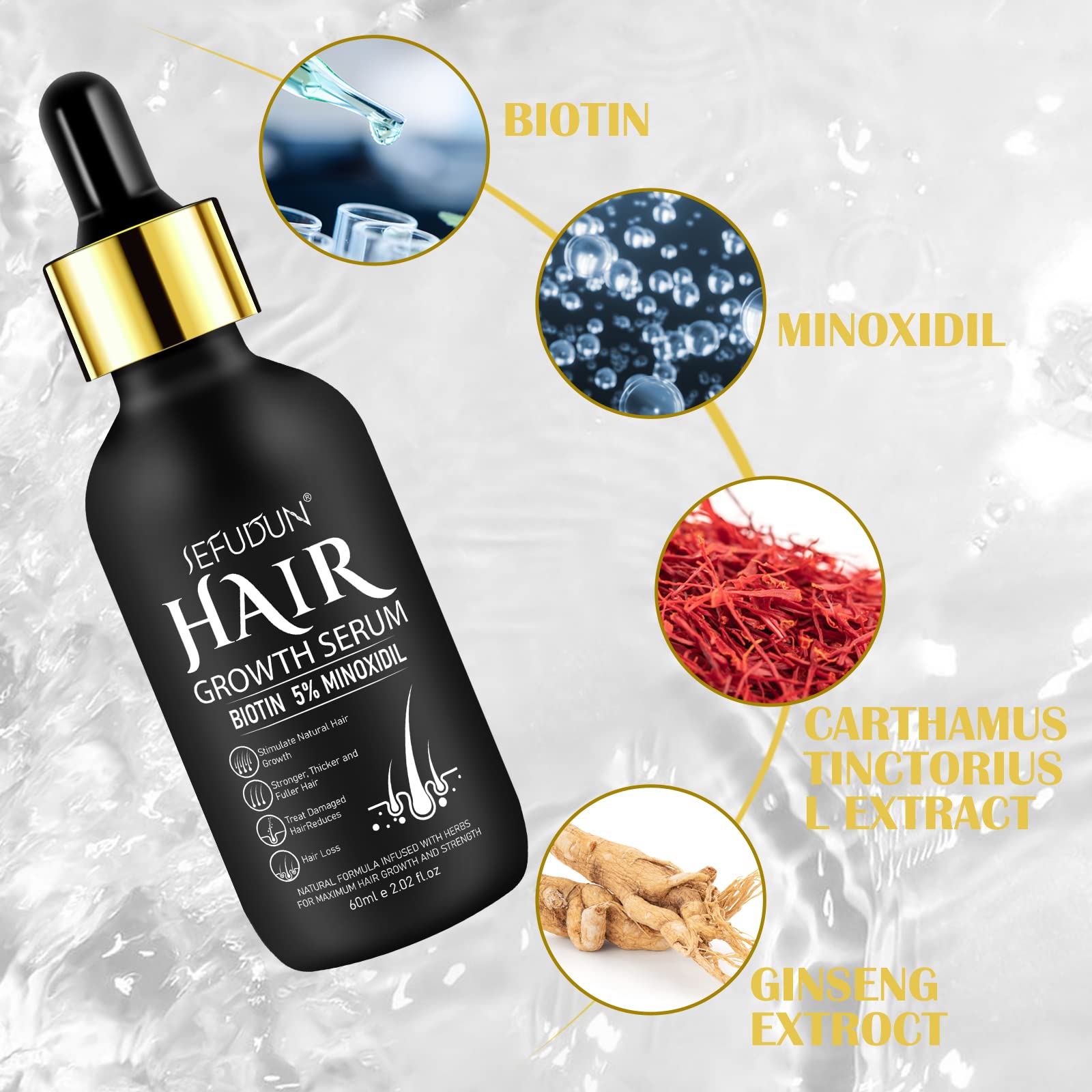 Foto 3 | Aceite Para El Crecimiento Del Cabello Con 5% De Minoxidil Para Hombres Y Mujeres, 120 Ml X2 - Venta Internacional.