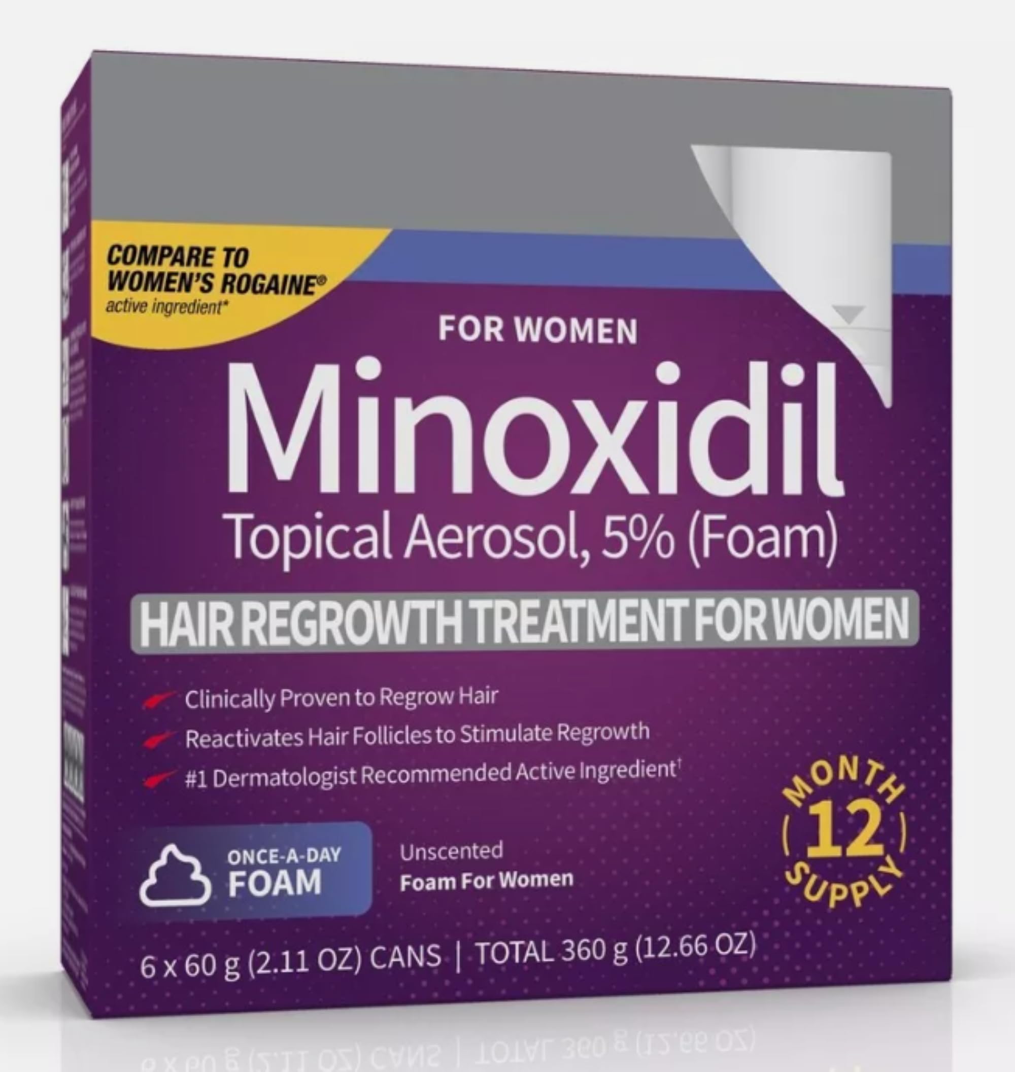 Espuma Para El Crecimiento Del Cabello Con Minoxidil Al 5% Para Mujeres, Suministro De 2 Meses (6 Ve - Venta Internac