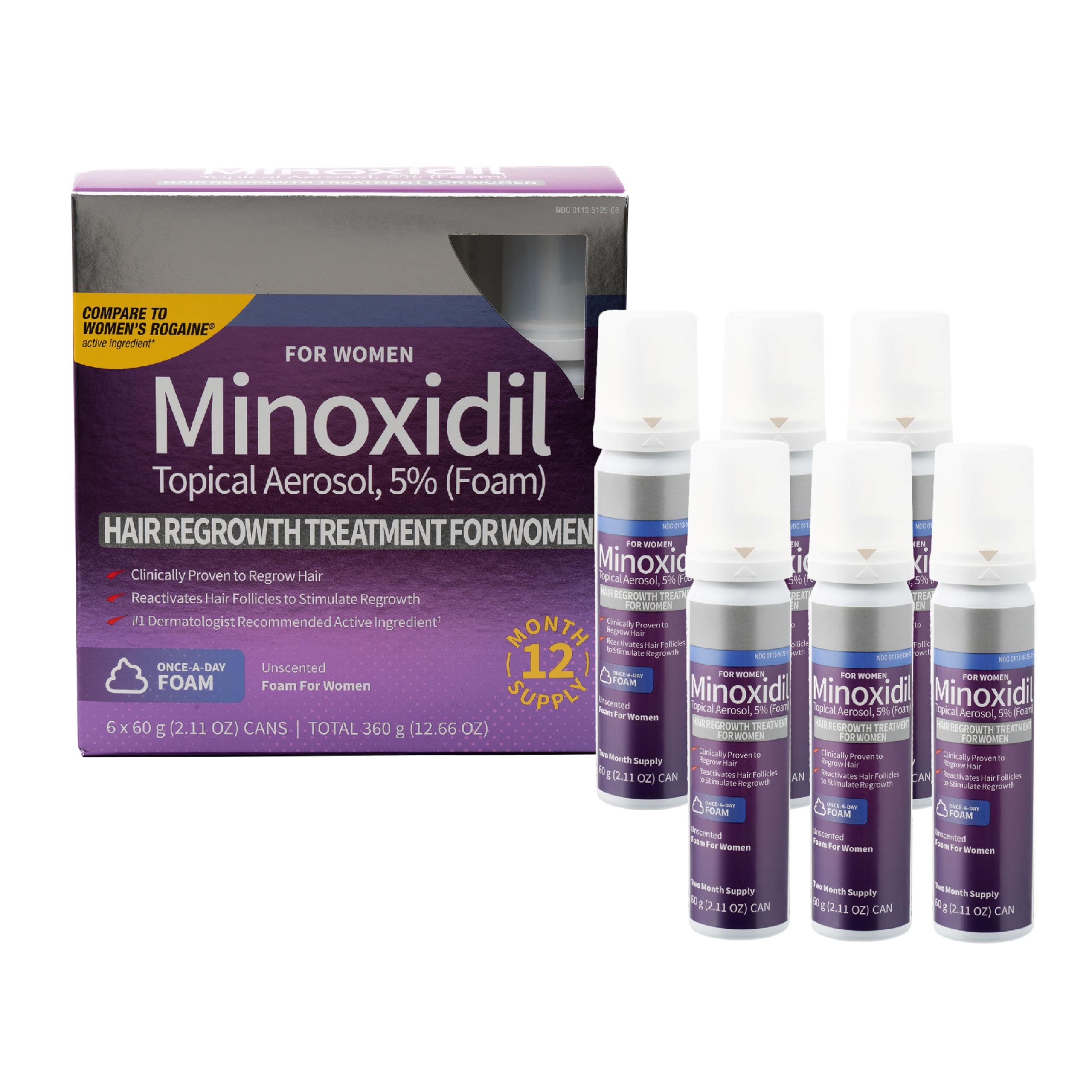 Foto 6 pulgar | Espuma Para El Crecimiento Del Cabello Con Minoxidil Al 5% Para Mujeres, Suministro De 2 Meses (6 Ve - Venta Internac