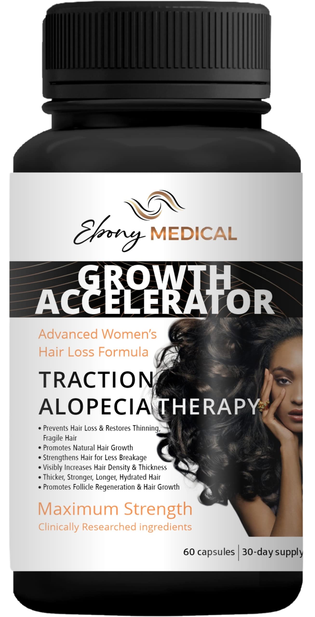 Foto 2 pulgar | Suplemento Ebony Medical Para El Crecimiento Del Cabello, Tracción, Alopecia 30d - Venta Internacional.