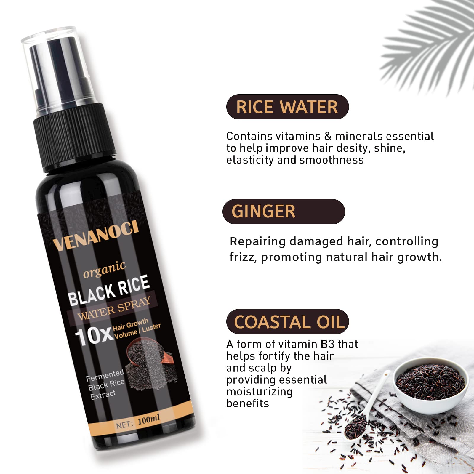 Foto 5 pulgar | Sérum Para El Crecimiento Del Cabello Venanoci Rice Water Spray Para Mujeres Y Hombres - Venta Internacional.