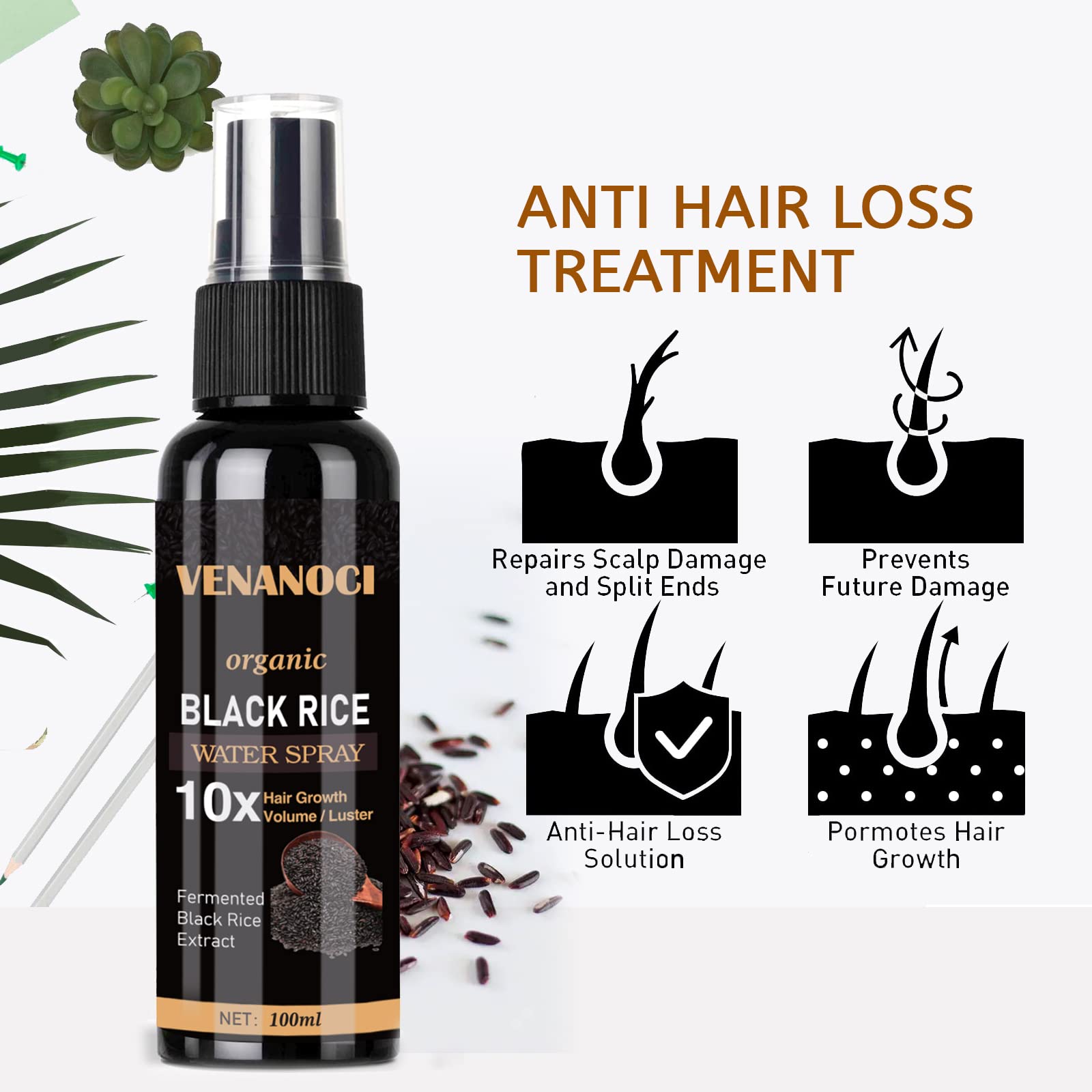 Foto 6 pulgar | Sérum Para El Crecimiento Del Cabello Venanoci Rice Water Spray Para Mujeres Y Hombres - Venta Internacional.