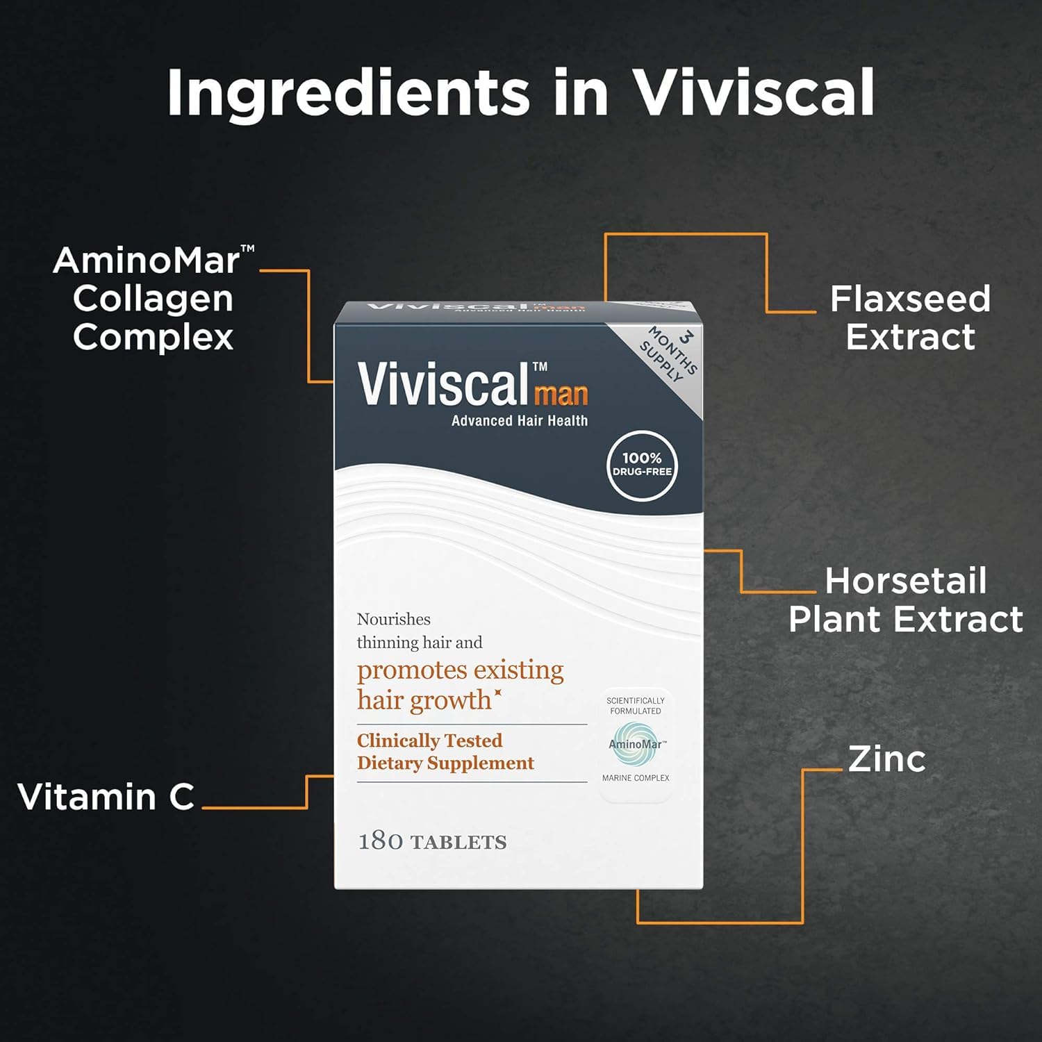 Foto 5 pulgar | Suplementos Para El Crecimiento Del Cabello Viviscal Men 180 Comprimidos Durante 3 Meses - Venta Internacional