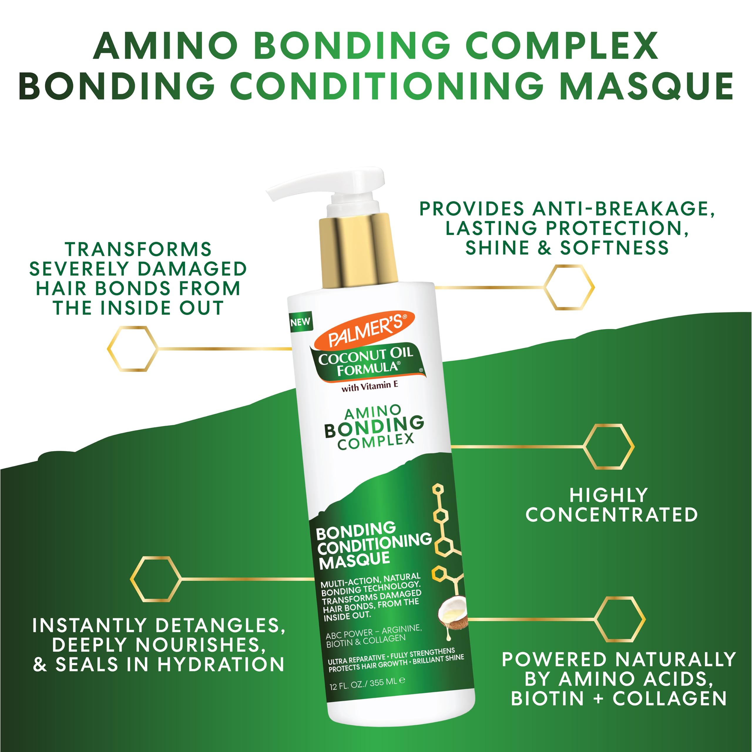 Foto 3 pulgar | Mascarilla Capilar Palmer's Amino Bonding Complex 350 Ml Con Aceite De Coco - Venta Internacional.