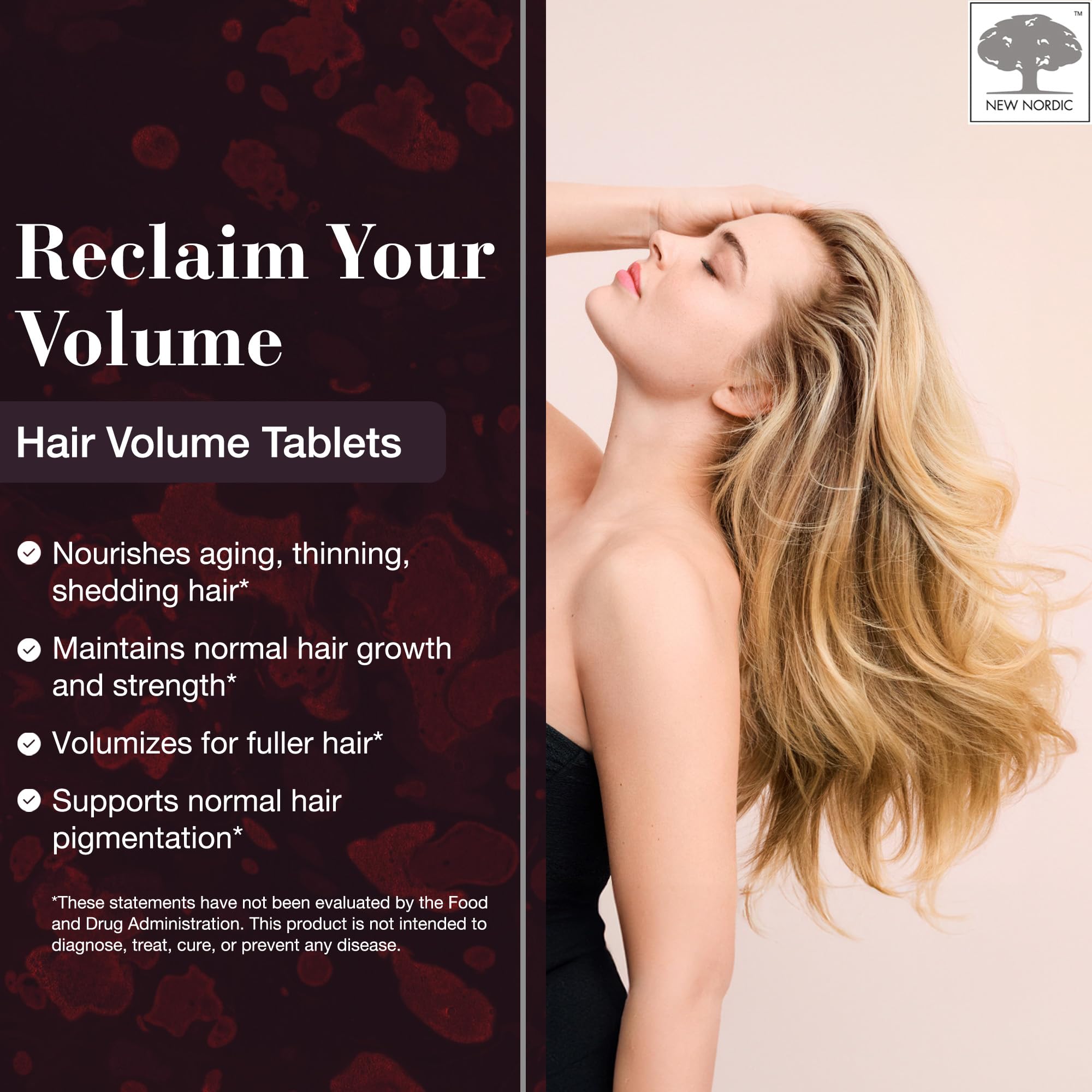 Foto 2 | Hair Volume Tablets New Nordic 3000 Mcg Biotina 30 Tabletas - Venta Internacional