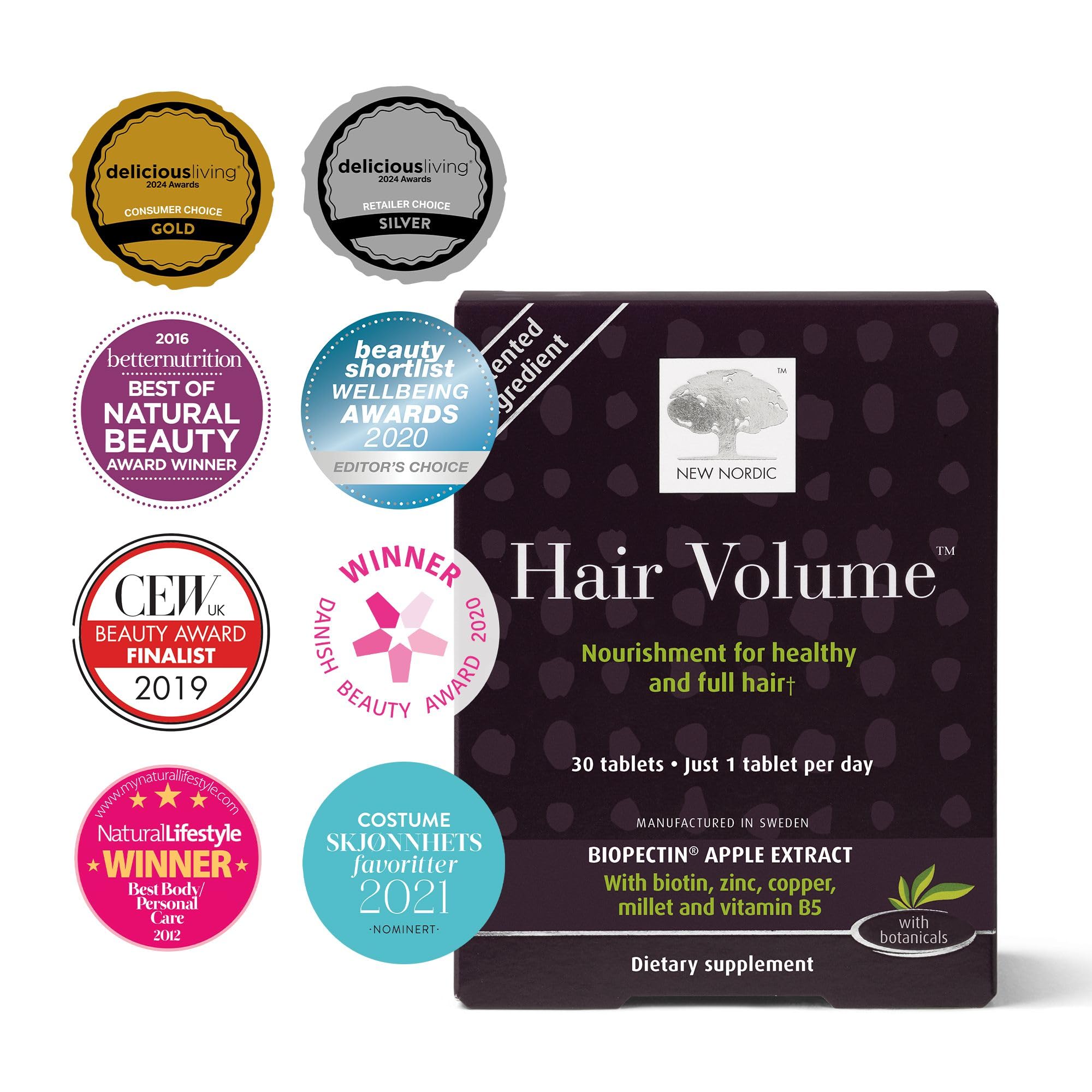 Foto 4 pulgar | Hair Volume Tablets New Nordic 3000 Mcg Biotina 30 Tabletas - Venta Internacional