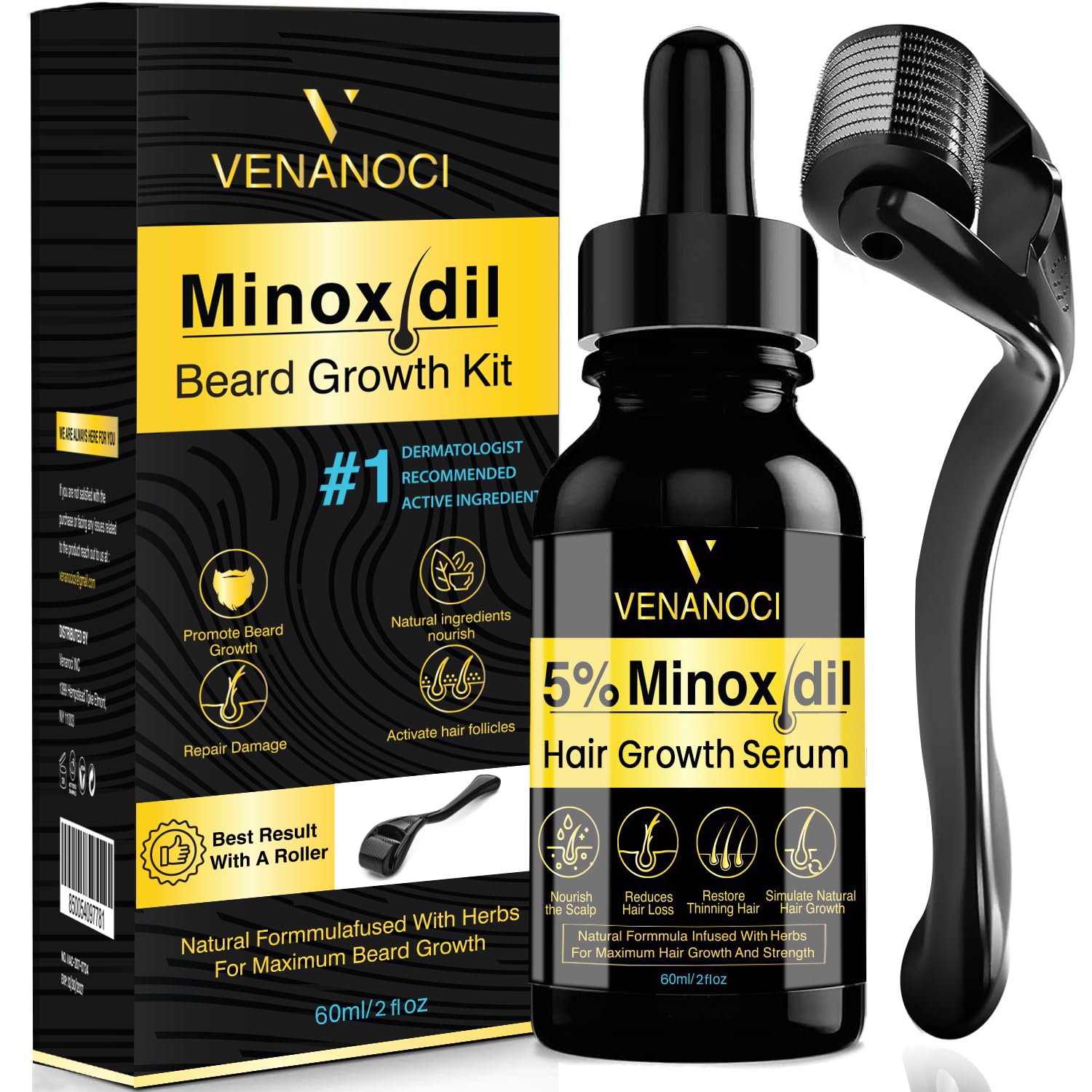 Aceite para Crecimiento de Cabello Venanoci 5% Minoxidil Unisex - Venta Internacional