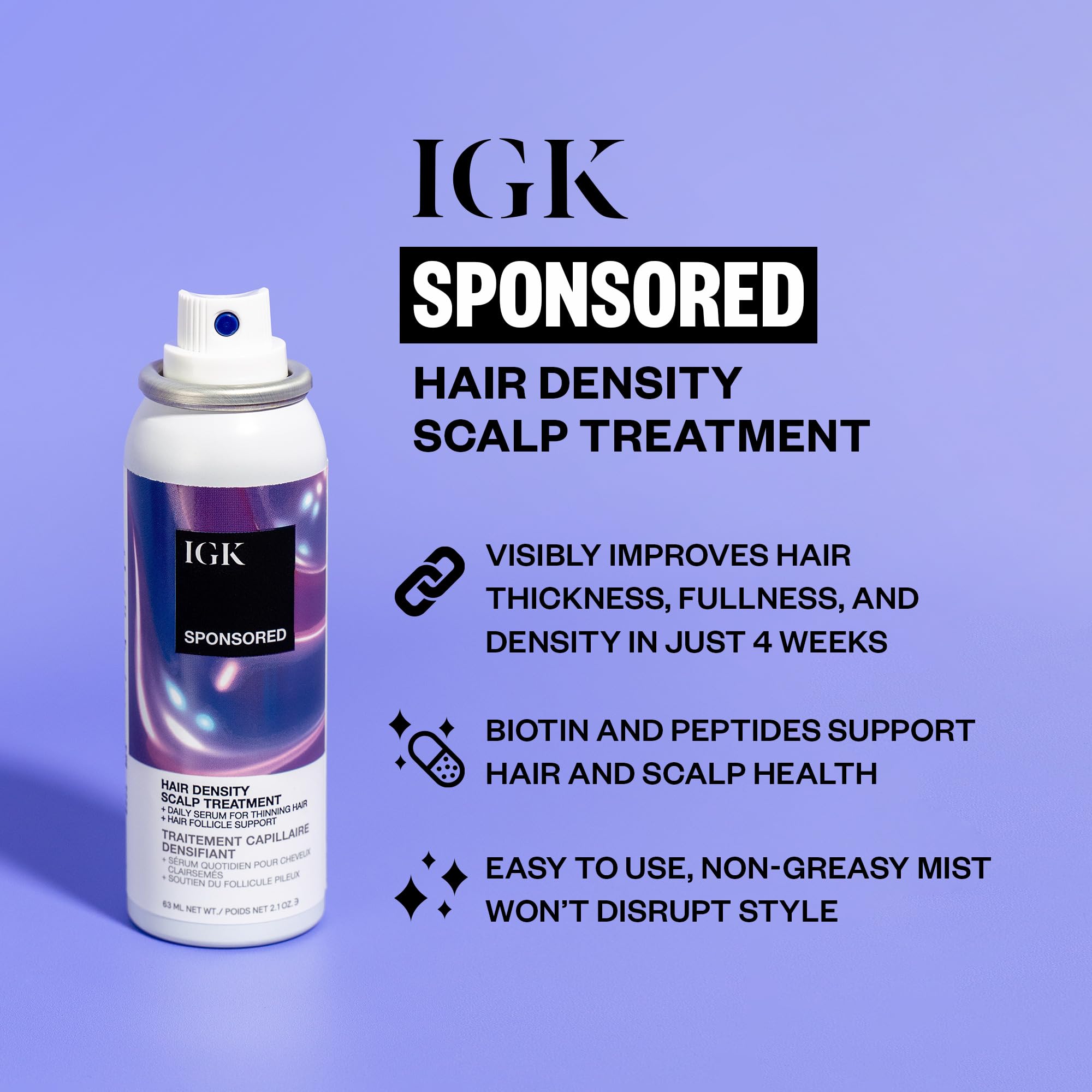 Foto 3 pulgar | Tratamiento Para La Densidad Capilar Del Cuero Cabelludo Patrocinado Por Igk, 63 Ml/63 G - Venta Internacional.