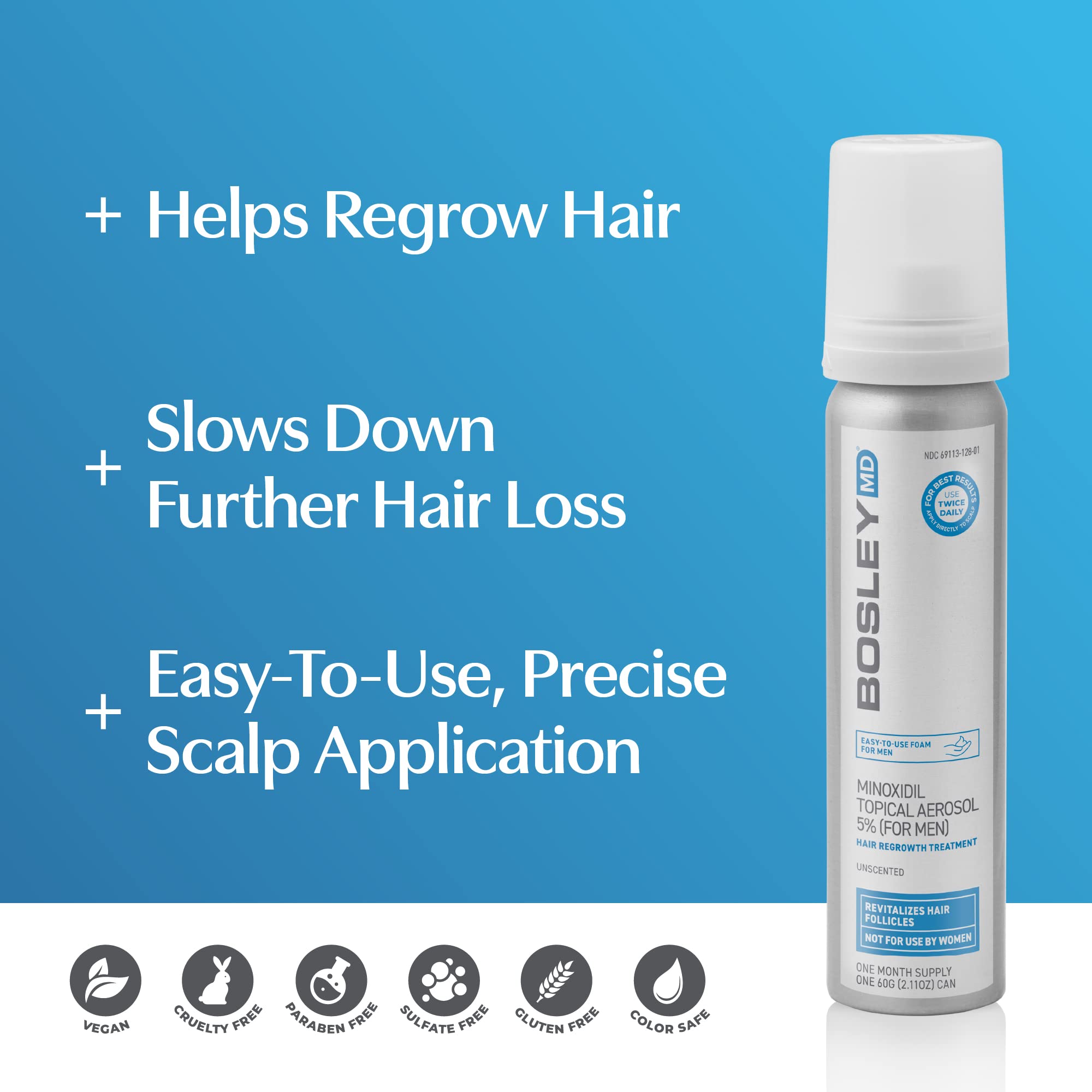 Foto 3 pulgar | Tratamiento Adelgazante Bosleymd Minoxidil Foam 5% 60 Ml 1 Mes - Venta Internacional.
