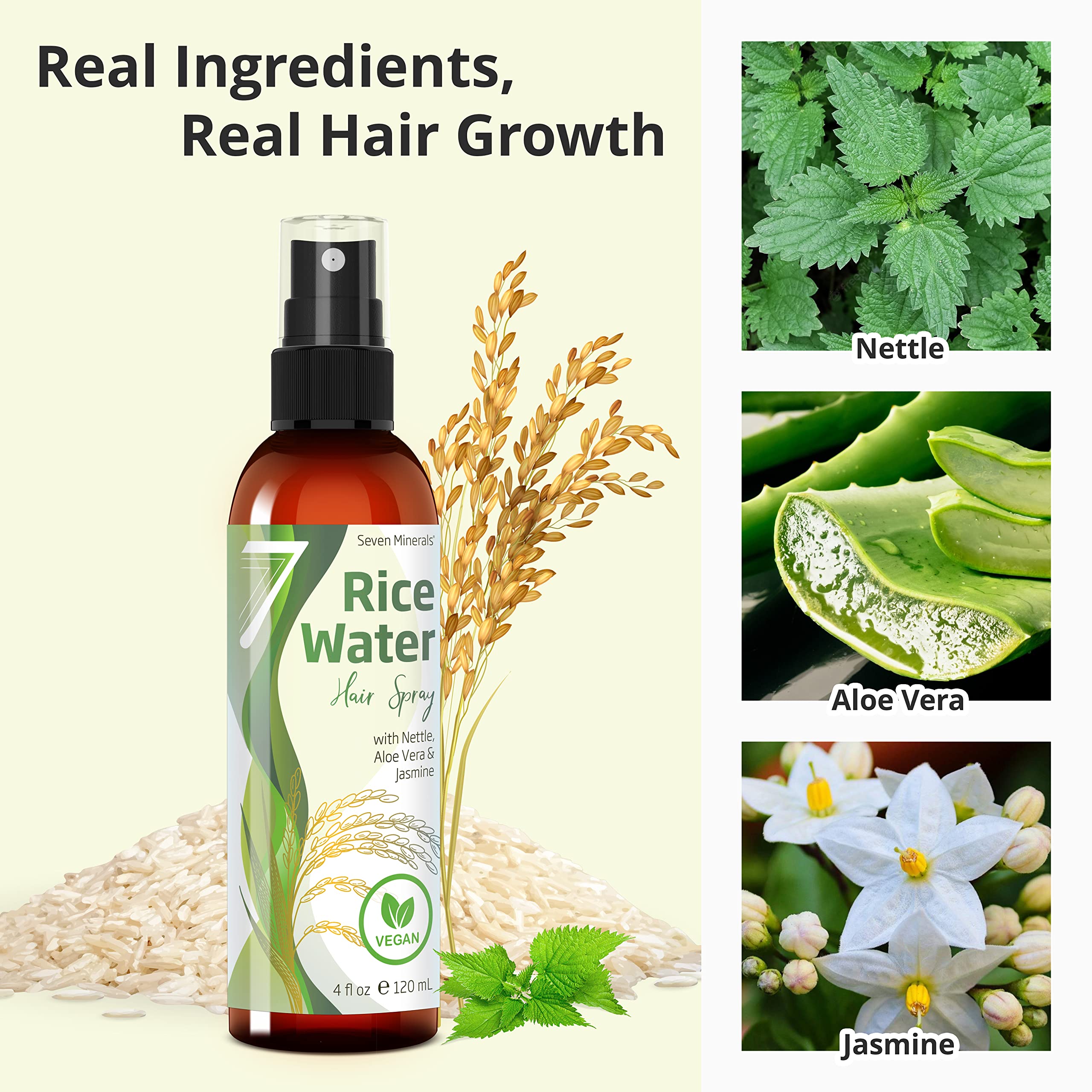 Foto 3 pulgar | Spray De Agua De Arroz Con Siete Minerales Fermentados, 120 Ml, Para El Crecimiento Del Cabello - Venta Internacional.