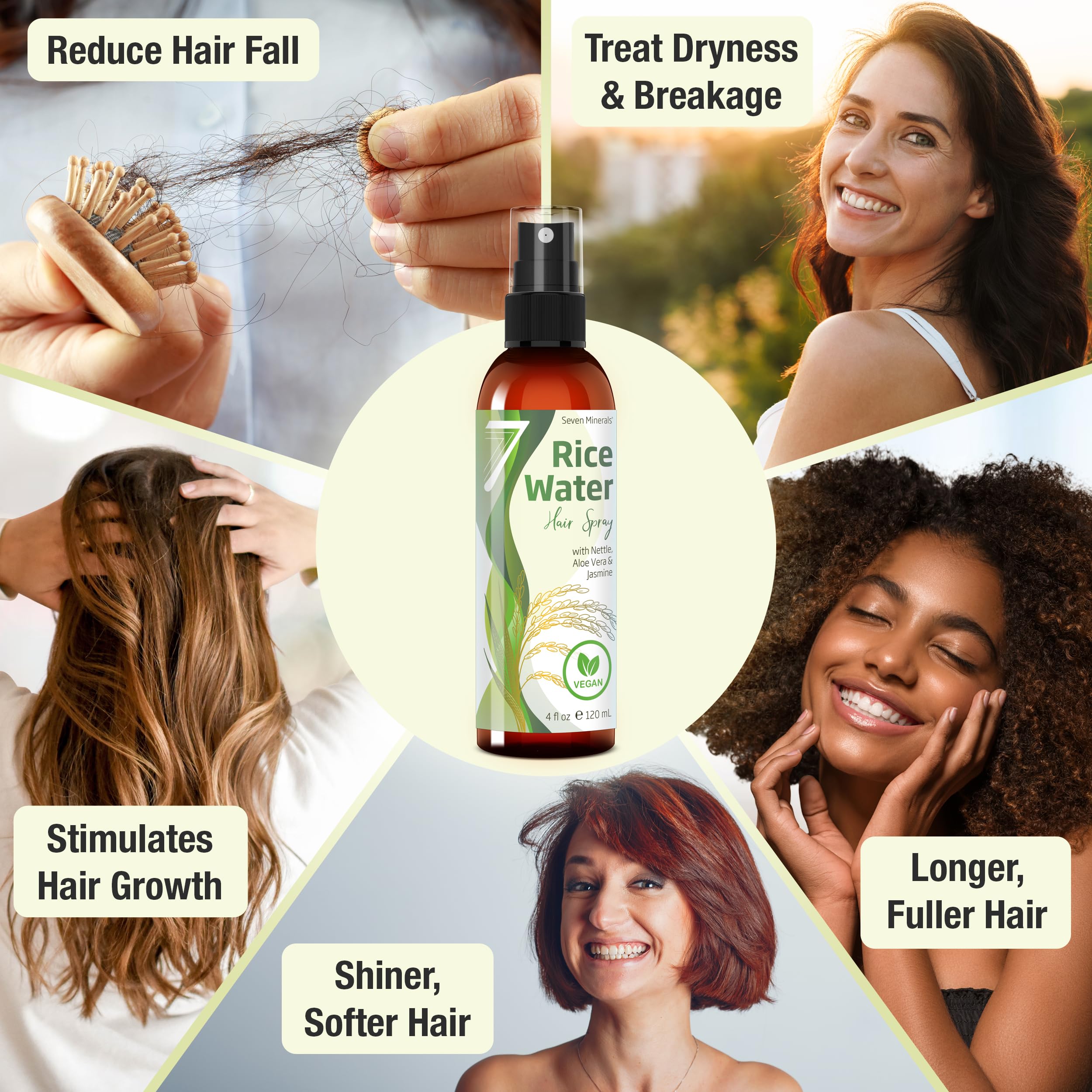 Foto 4 pulgar | Spray De Agua De Arroz Con Siete Minerales Fermentados, 120 Ml, Para El Crecimiento Del Cabello - Venta Internacional.