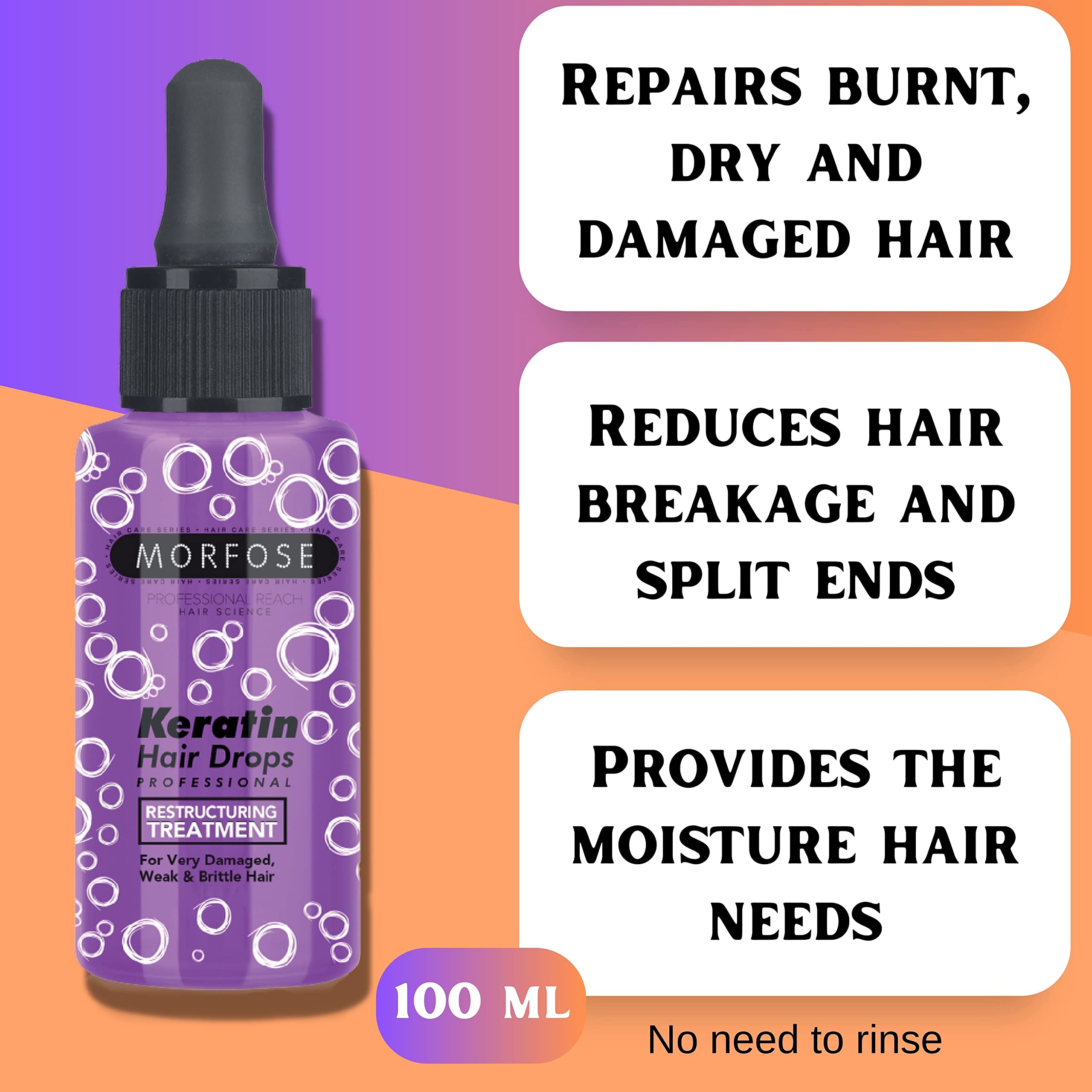 Foto 4 pulgar | Gota Para El Cabello Morfose Keratin Repair Damage Smooth Frizz, 100 Ml - Venta Internacional.