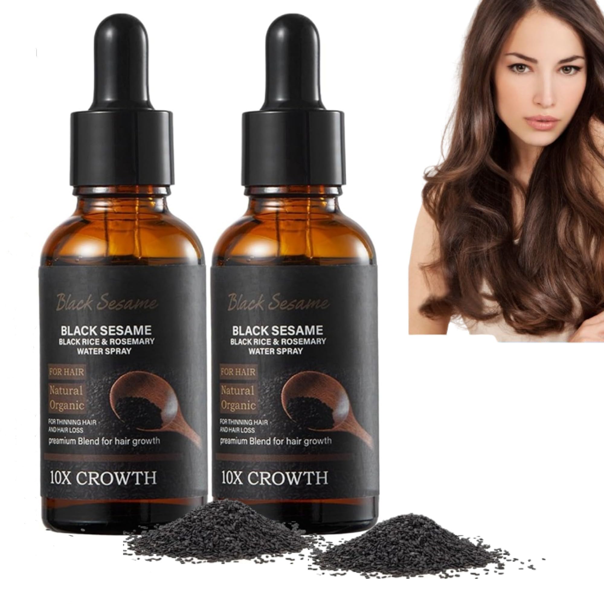 Sérum Para El Crecimiento Del Cabello Con Sésamo Negro, Arroz Negro Y Romero, X2 30 Ml - Venta Internacional.