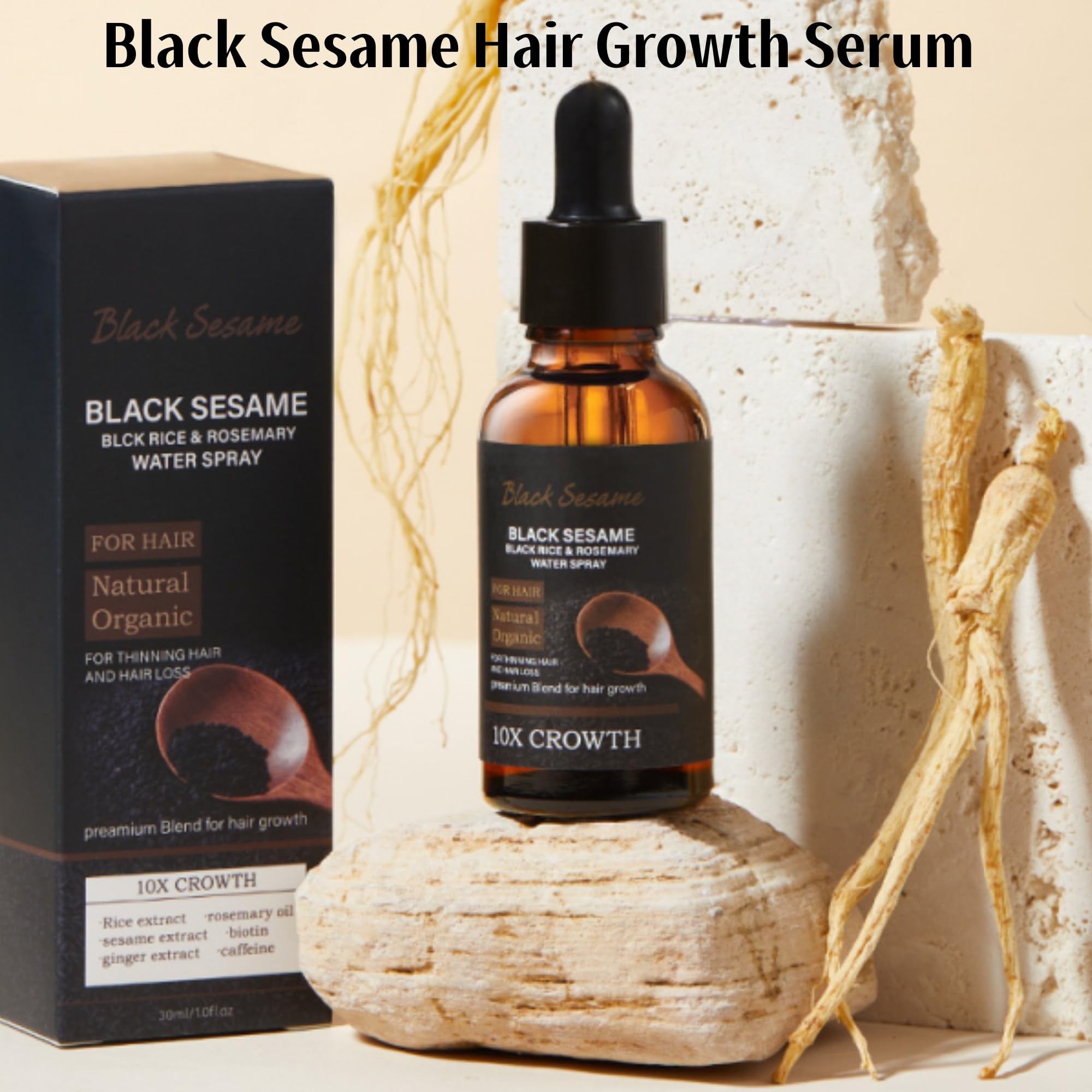 Foto 2 | Sérum Para El Crecimiento Del Cabello Con Sésamo Negro, Arroz Negro Y Romero, X2 30 Ml - Venta Internacional.