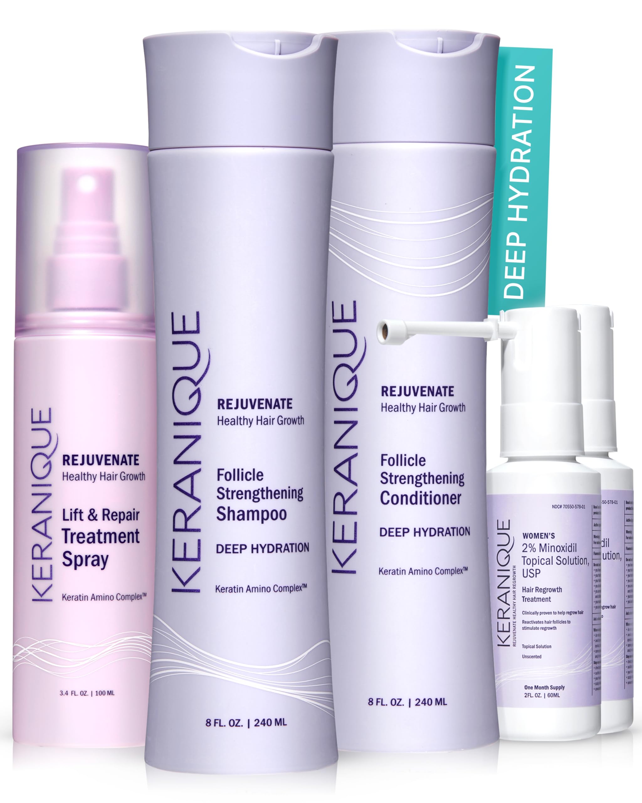 Foto 2 pulgar | Set Keranique Para El Crecimiento Del Cabello Con 2% De Minoxidil Para Mujer Con Champú - Venta Internacional.