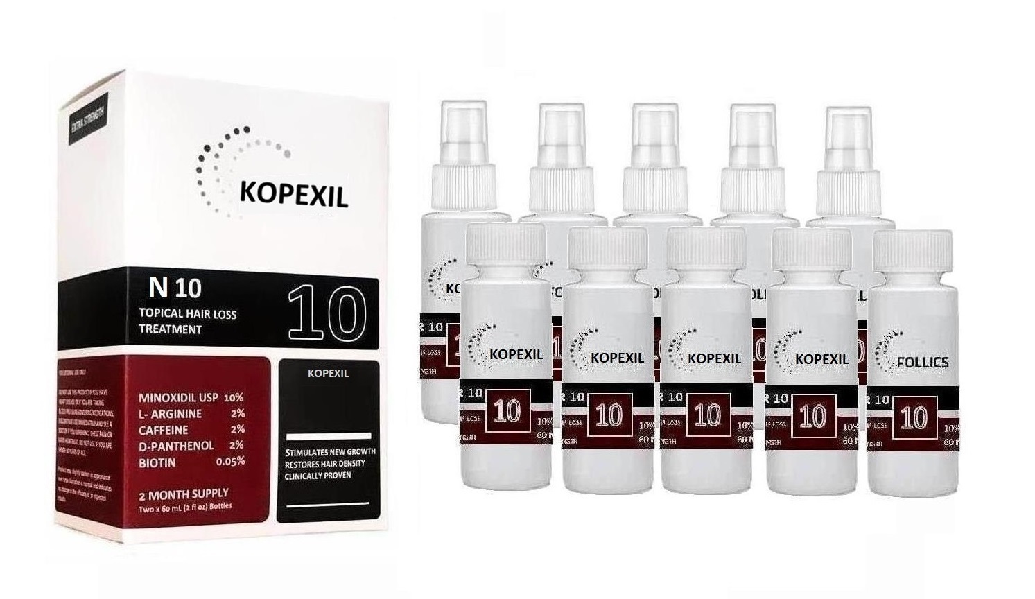 Foto 2 pulgar | Locion Capilar Kopexil Minoxidil 10%  - 10 Frascos