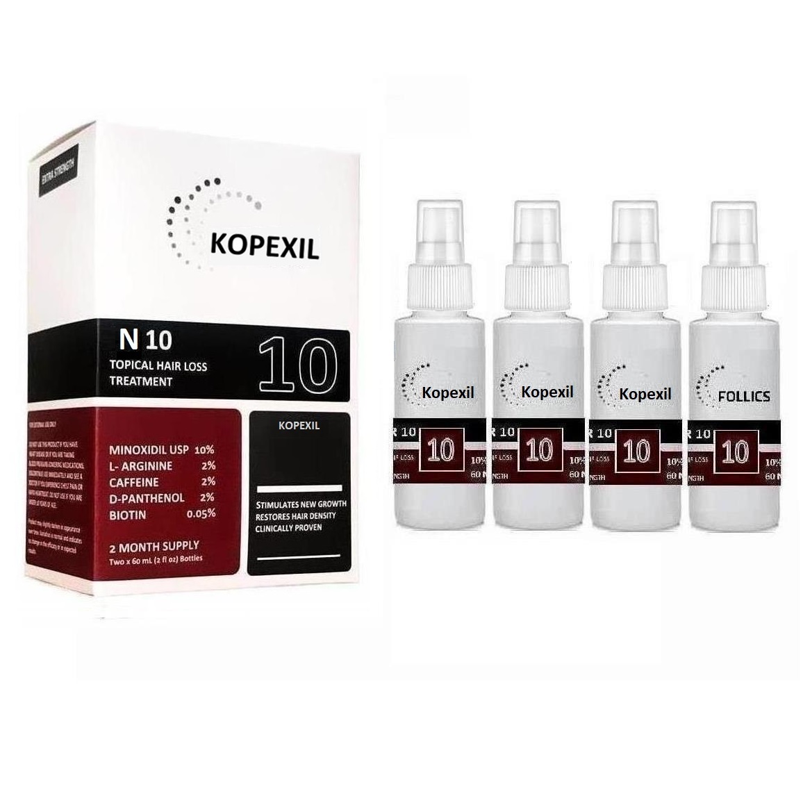 Foto 2 pulgar | Loción Capilar Kopexil Minoxidil 10% 4 Frascos