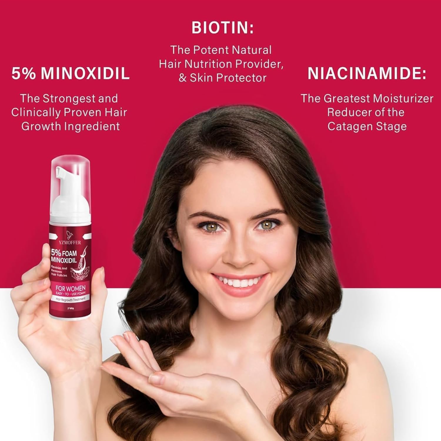 Foto 3 pulgar | Espuma De Minoxidil Para El Crecimiento Del Cabello Femenino Al 5%, 60 Ml, Paquete De 2 - Venta Internacional.